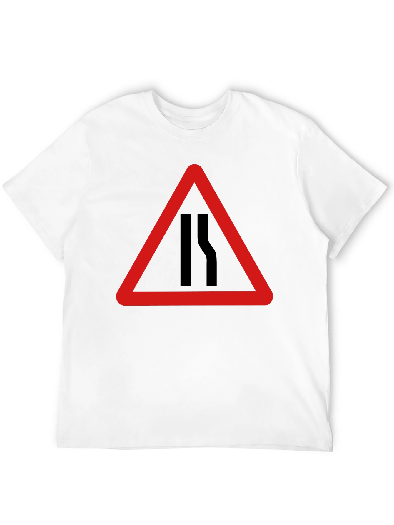Road Narrows T-Shirt - Warning Sign Graphic Tee