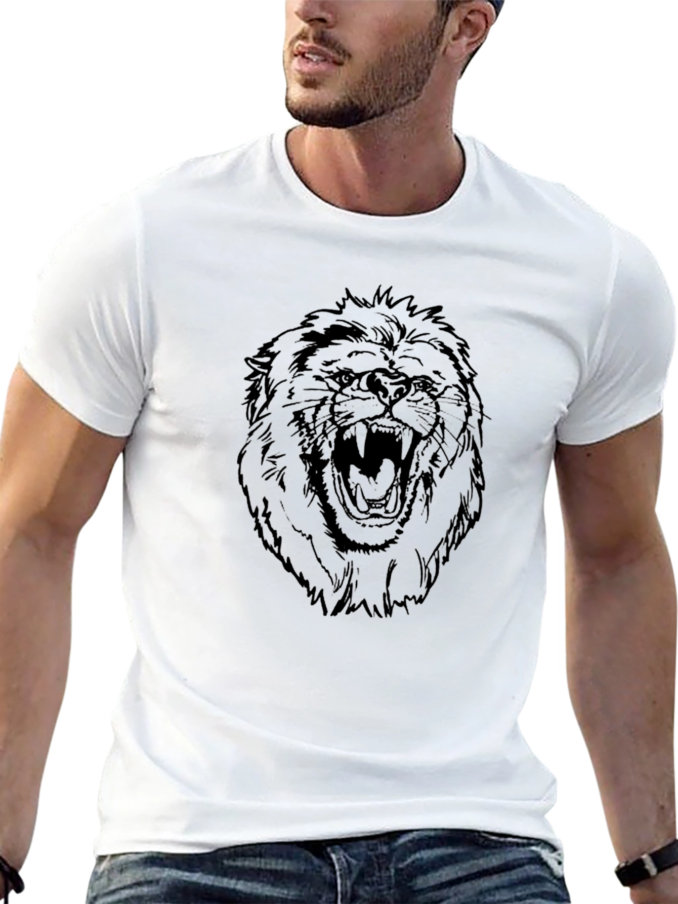 Black Lion Graphic Tee - Mens Casual Shirt
