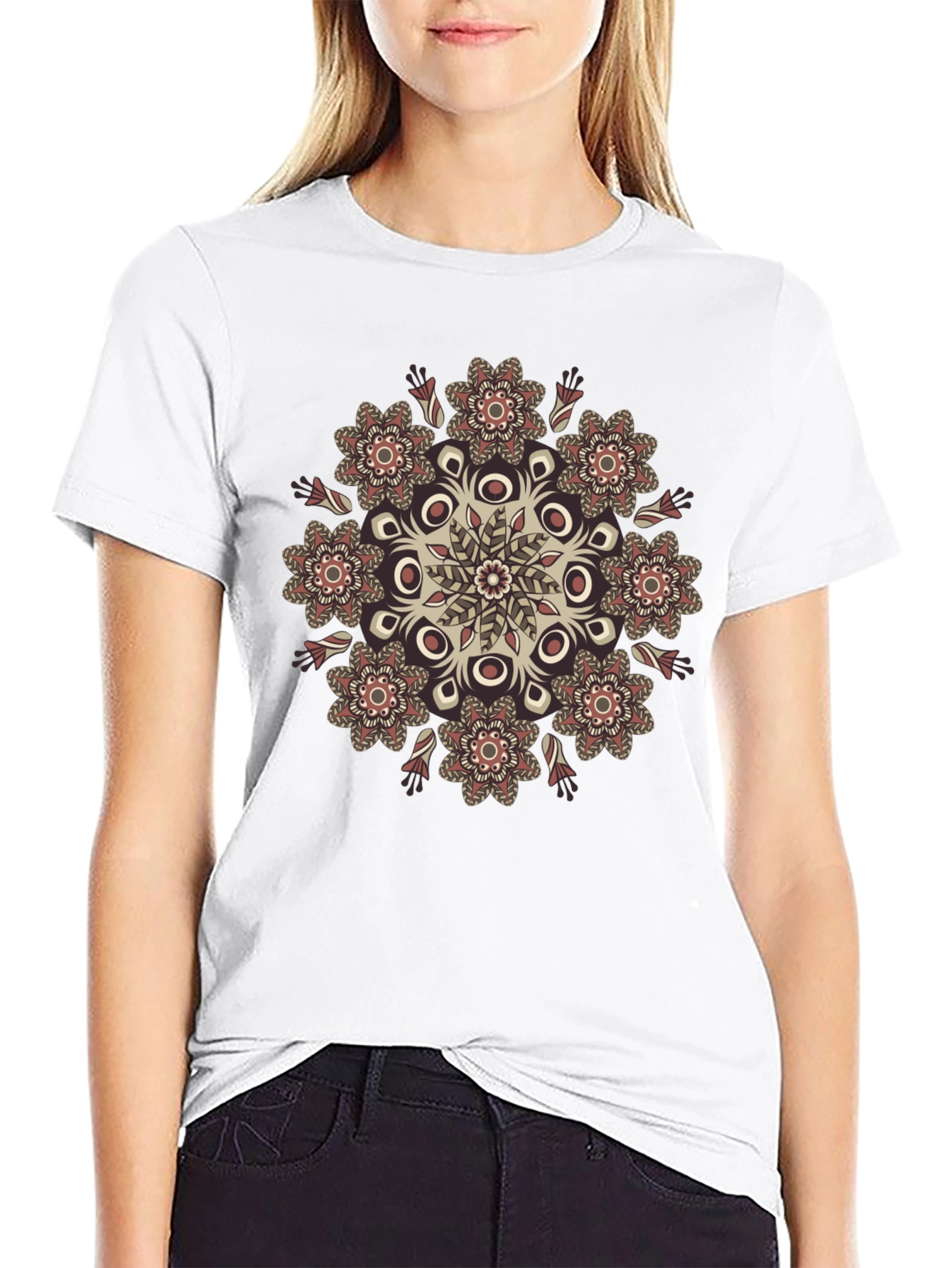 Boho Mandala Graphic Black T-Shirt