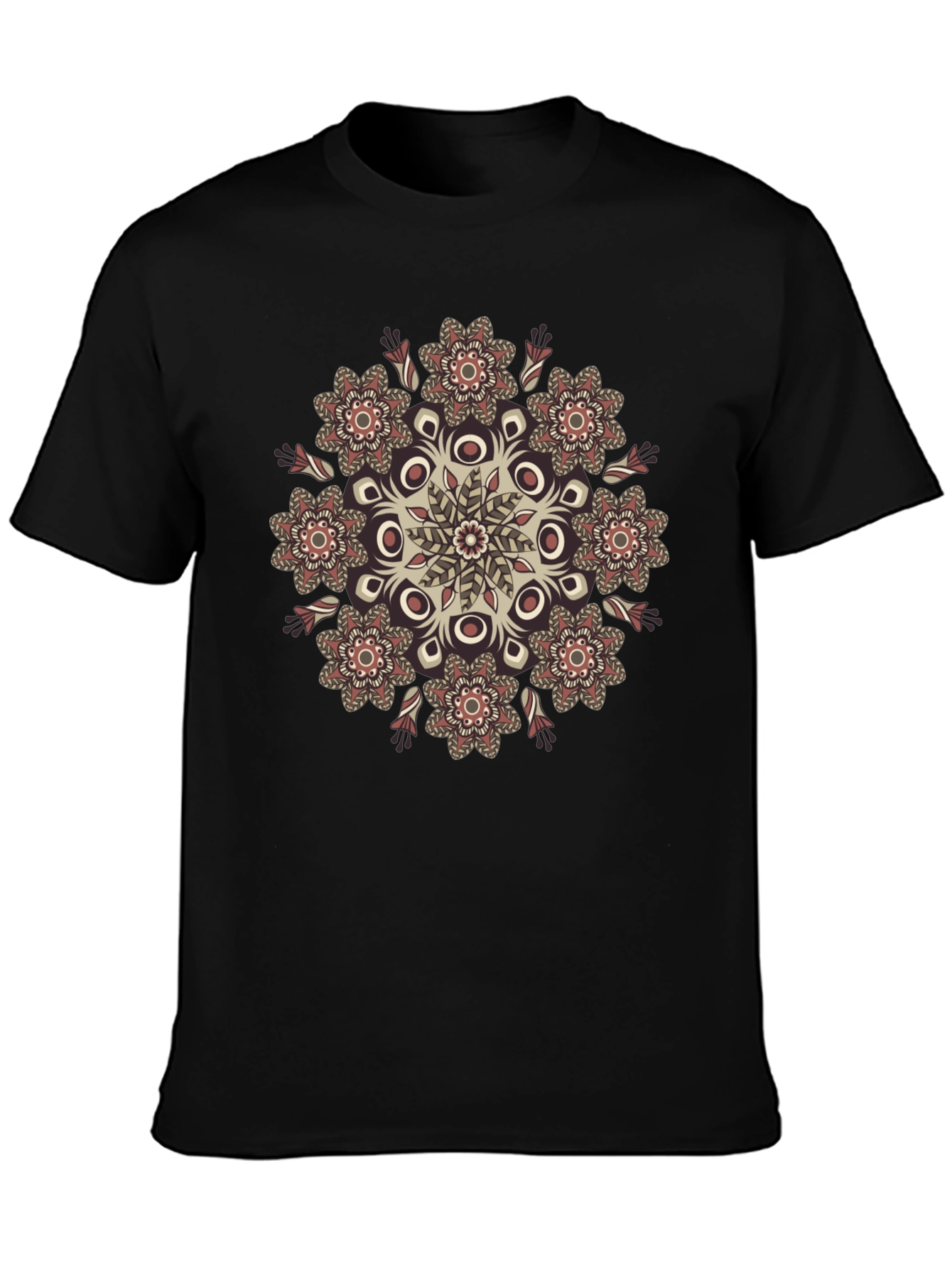 Boho Mandala Graphic Black T-Shirt