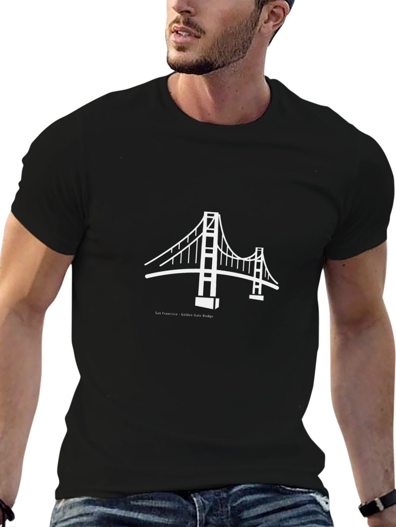 Golden Gate Bridge Graphic Tee - Black Cotton T-Shirt