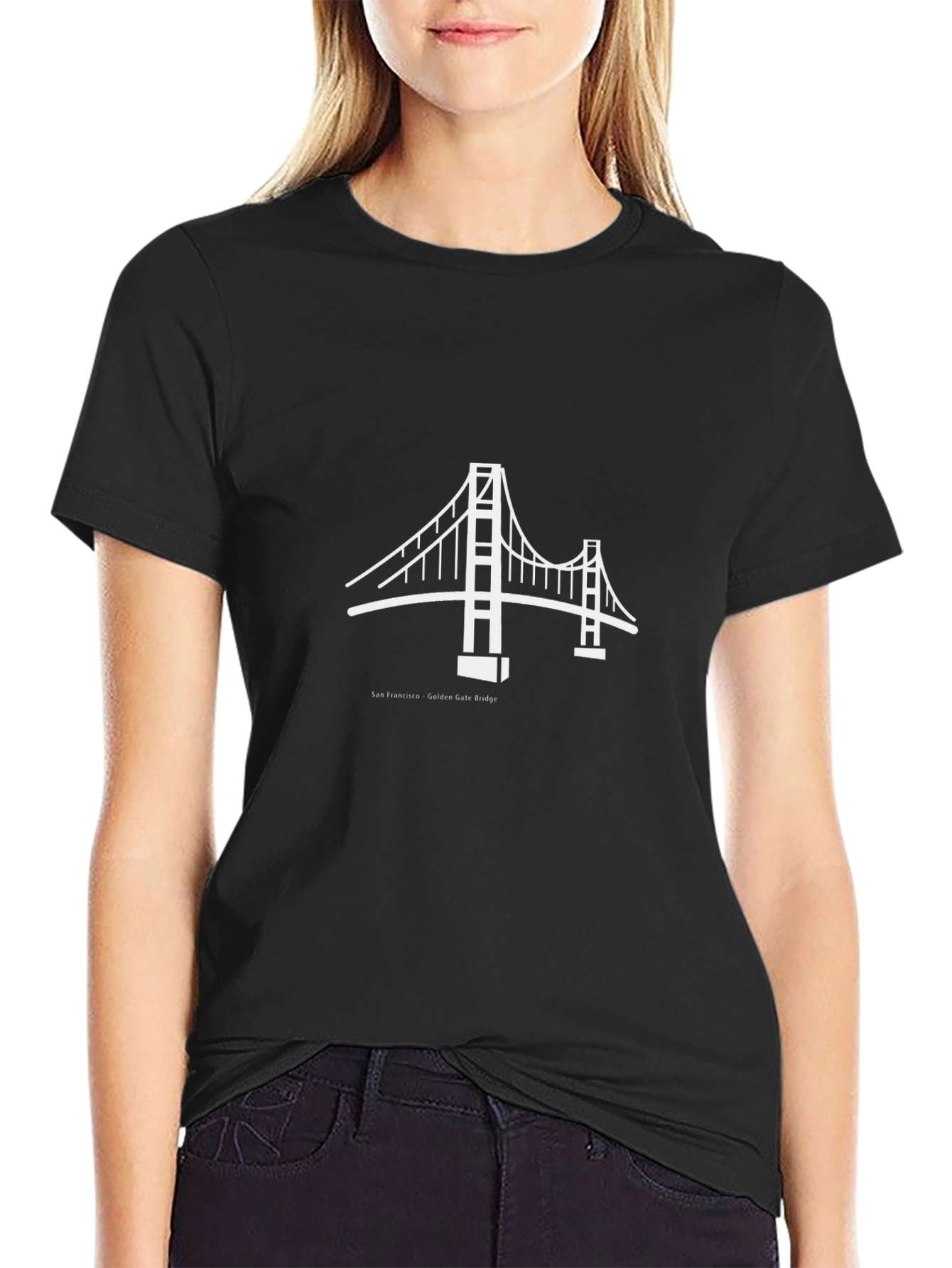 Golden Gate Bridge Graphic Tee - Black Cotton T-Shirt