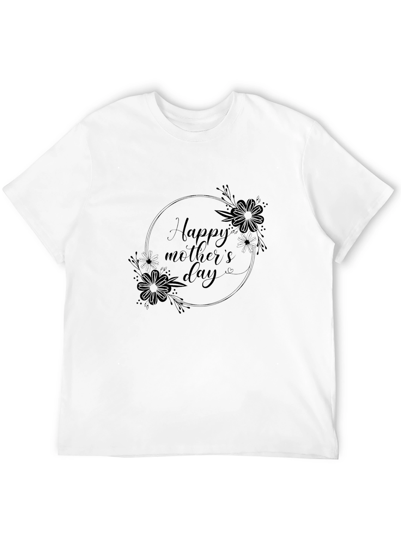 Floral Happy Mothers Day Black T-Shirt