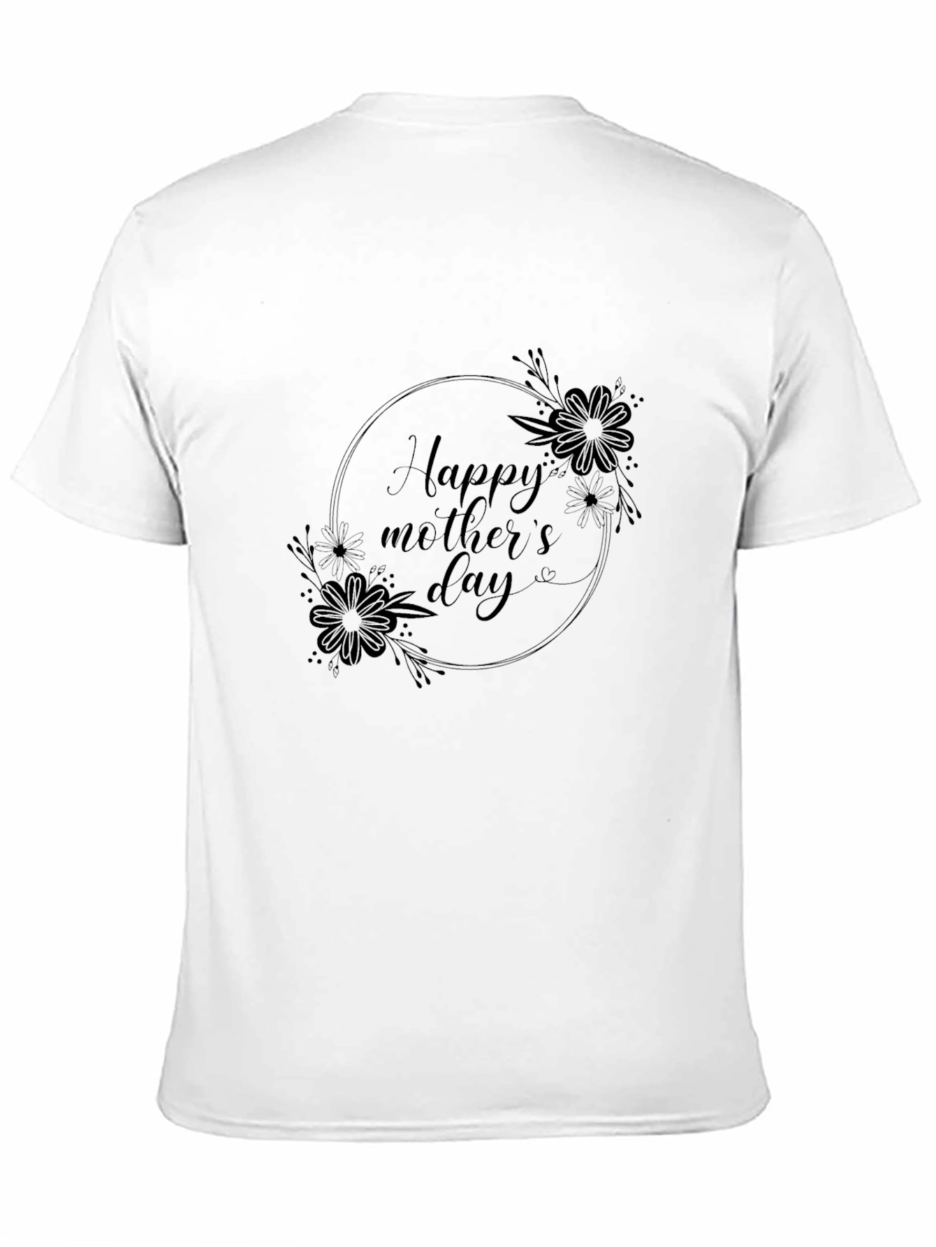 Floral Happy Mothers Day Black T-Shirt