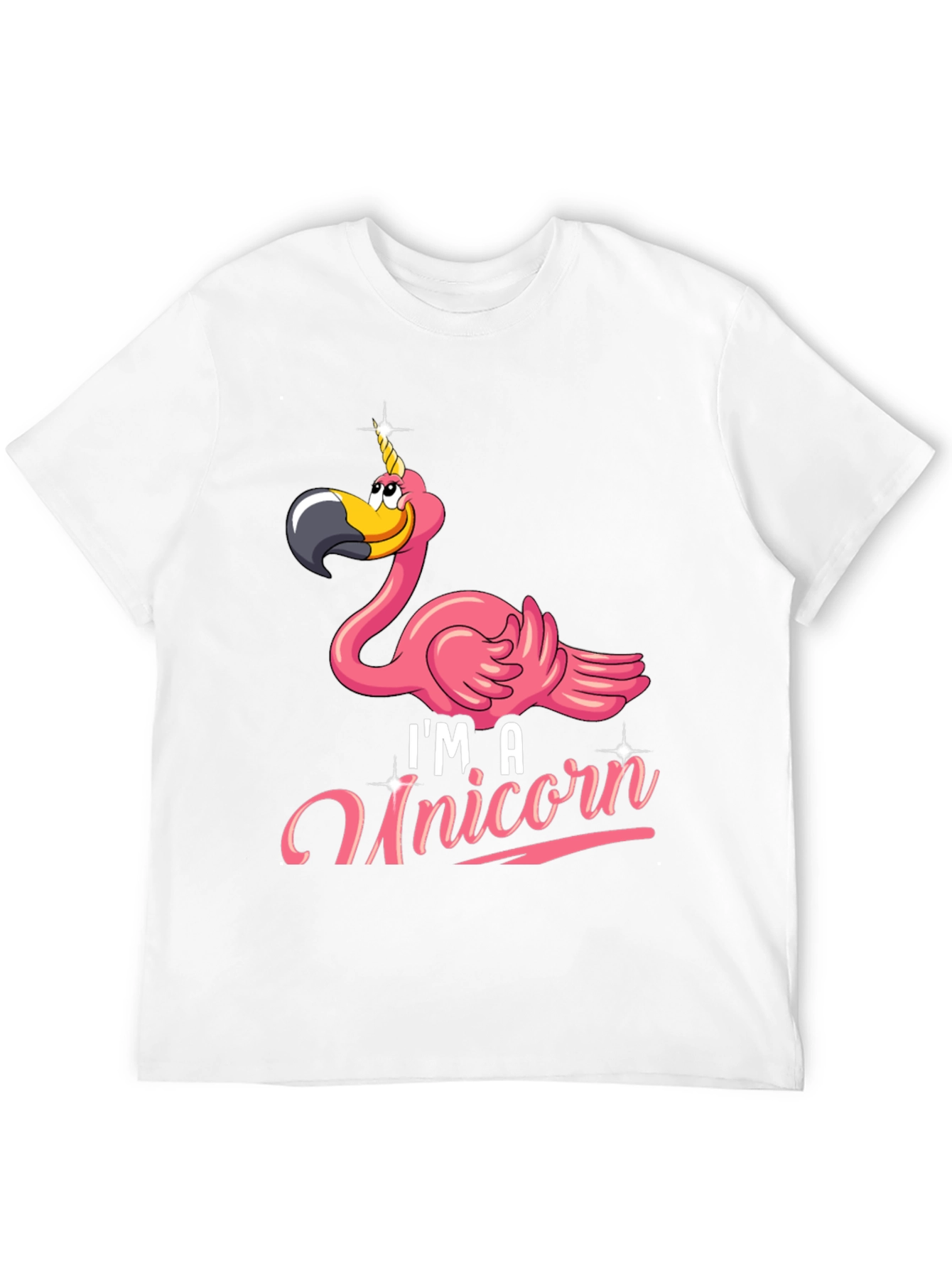 Funny Flamingo Unicorn Mens Black T-Shirt