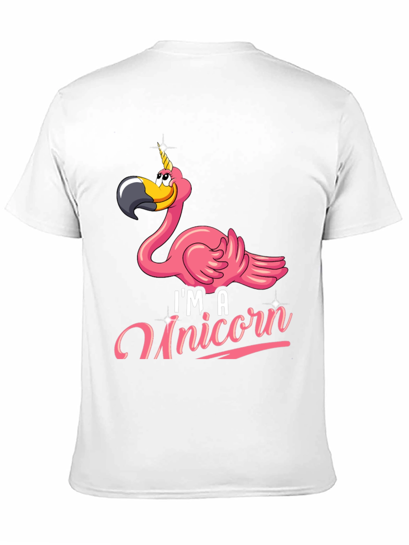 Funny Flamingo Unicorn Mens Black T-Shirt