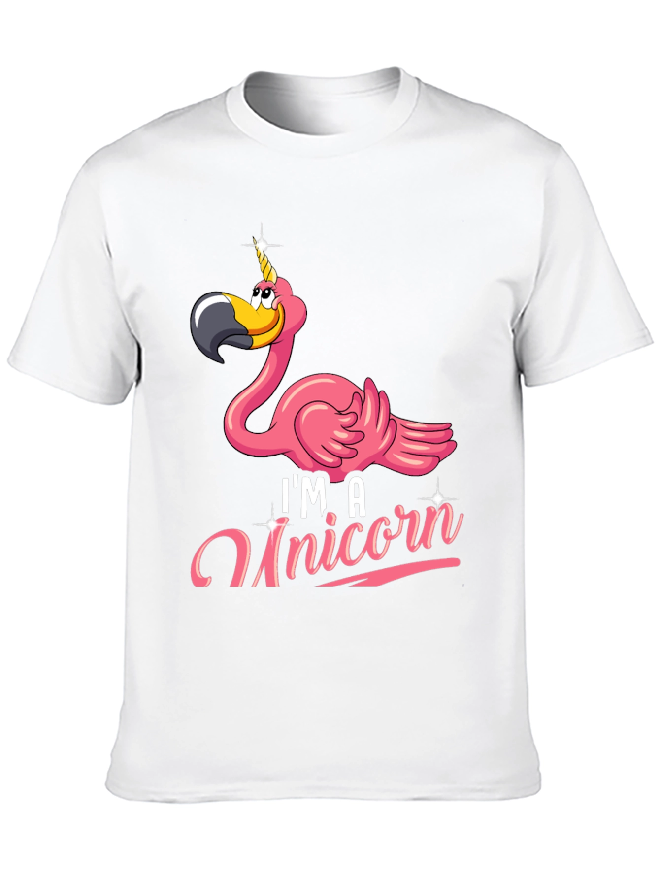 Funny Flamingo Unicorn Mens Black T-Shirt