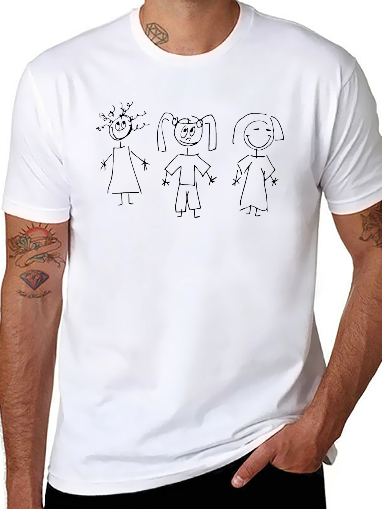 Stick Figure Family T-Shirt - Unisex Black Tee