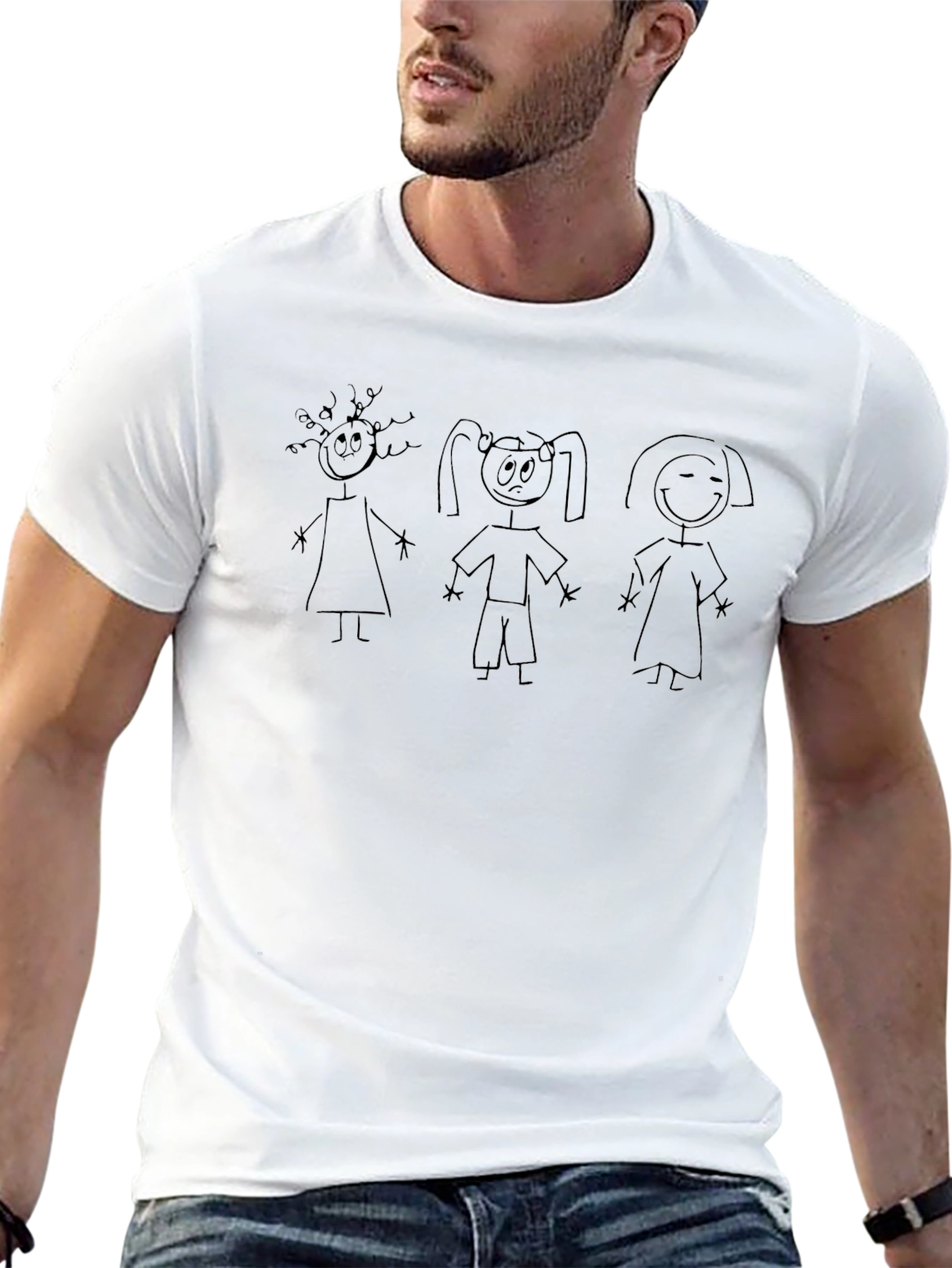 Stick Figure Family T-Shirt - Unisex Black Tee