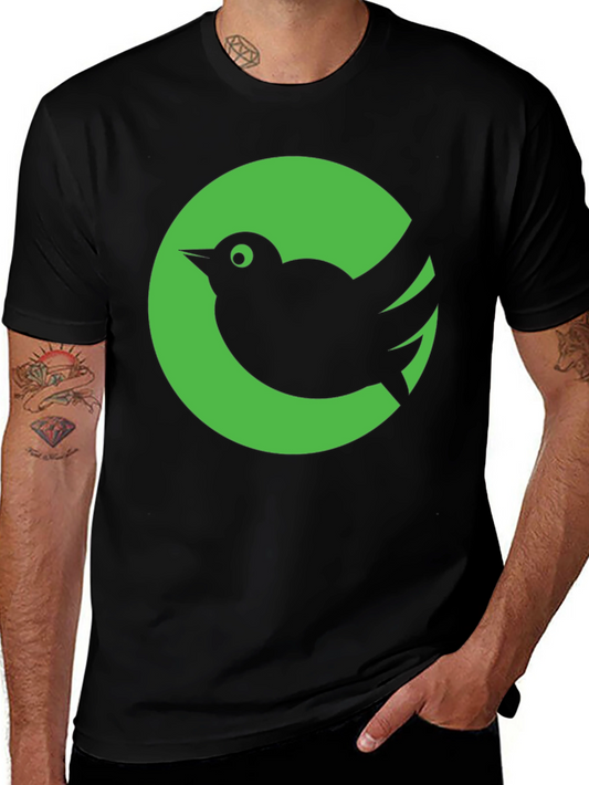 Green Bird Graphic Tee - Stylish Black Cotton T-Shirt