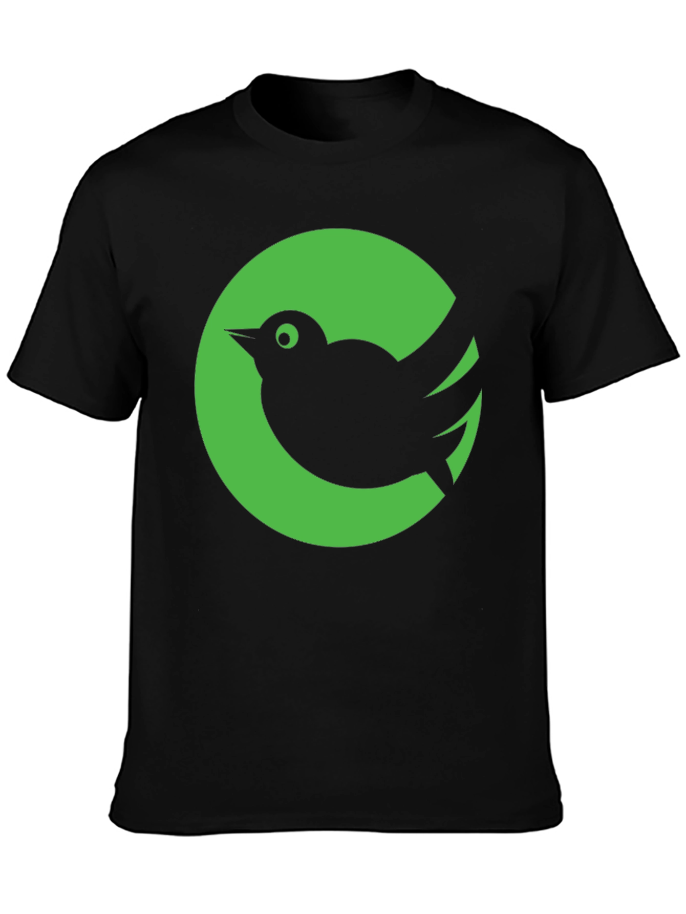 Green Bird Graphic Tee - Stylish Black Cotton T-Shirt