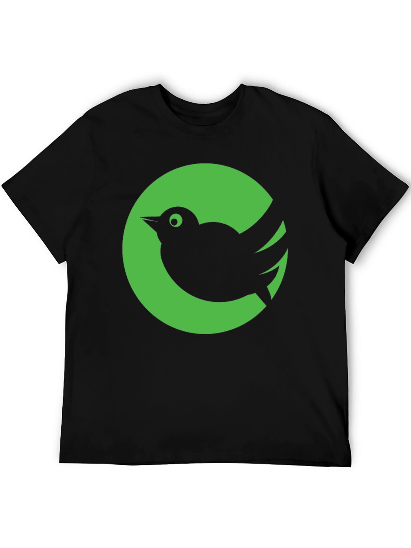 Green Bird Graphic Tee - Stylish Black Cotton T-Shirt
