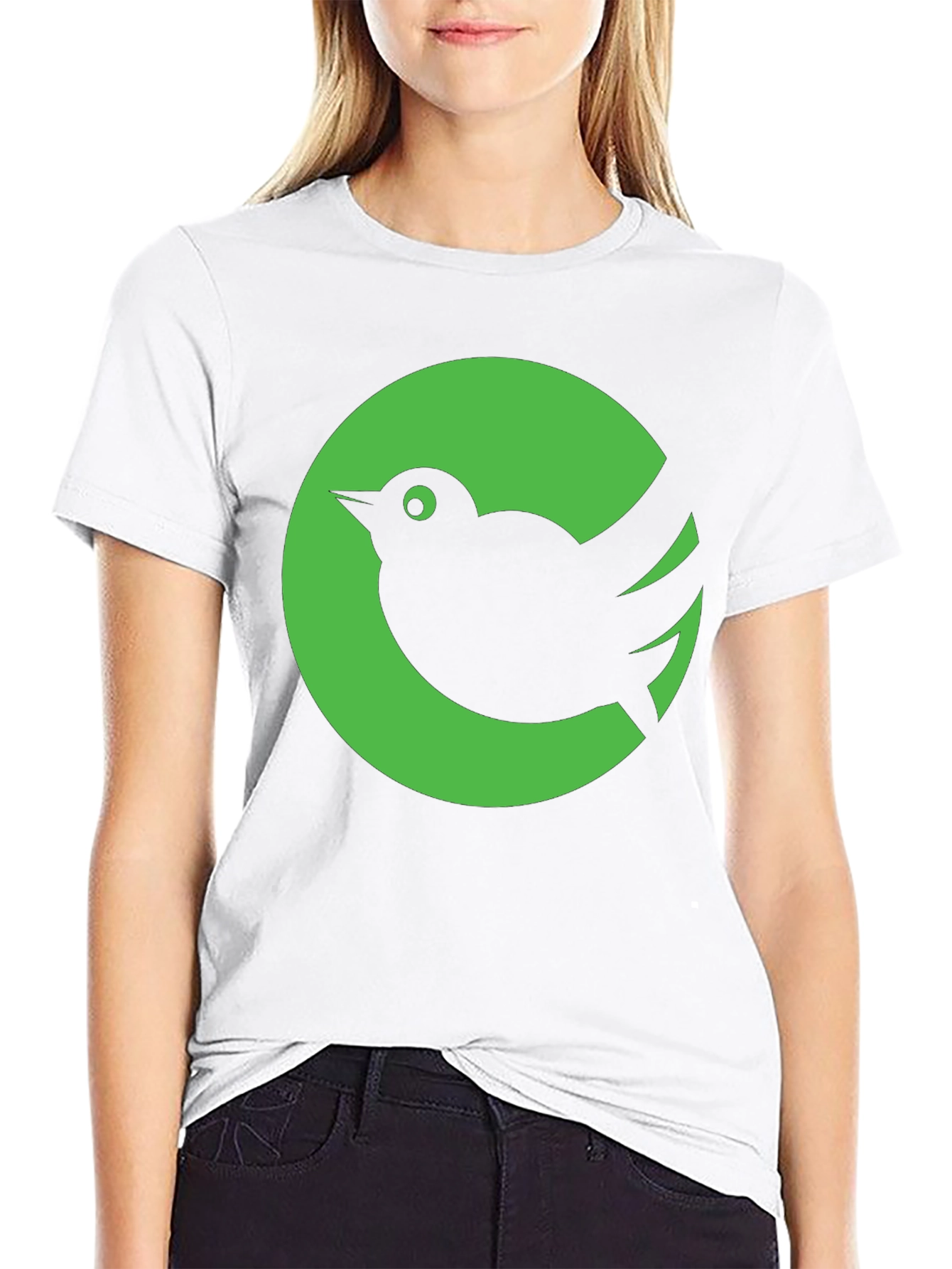 Green Bird Graphic Tee - Stylish Black Cotton T-Shirt