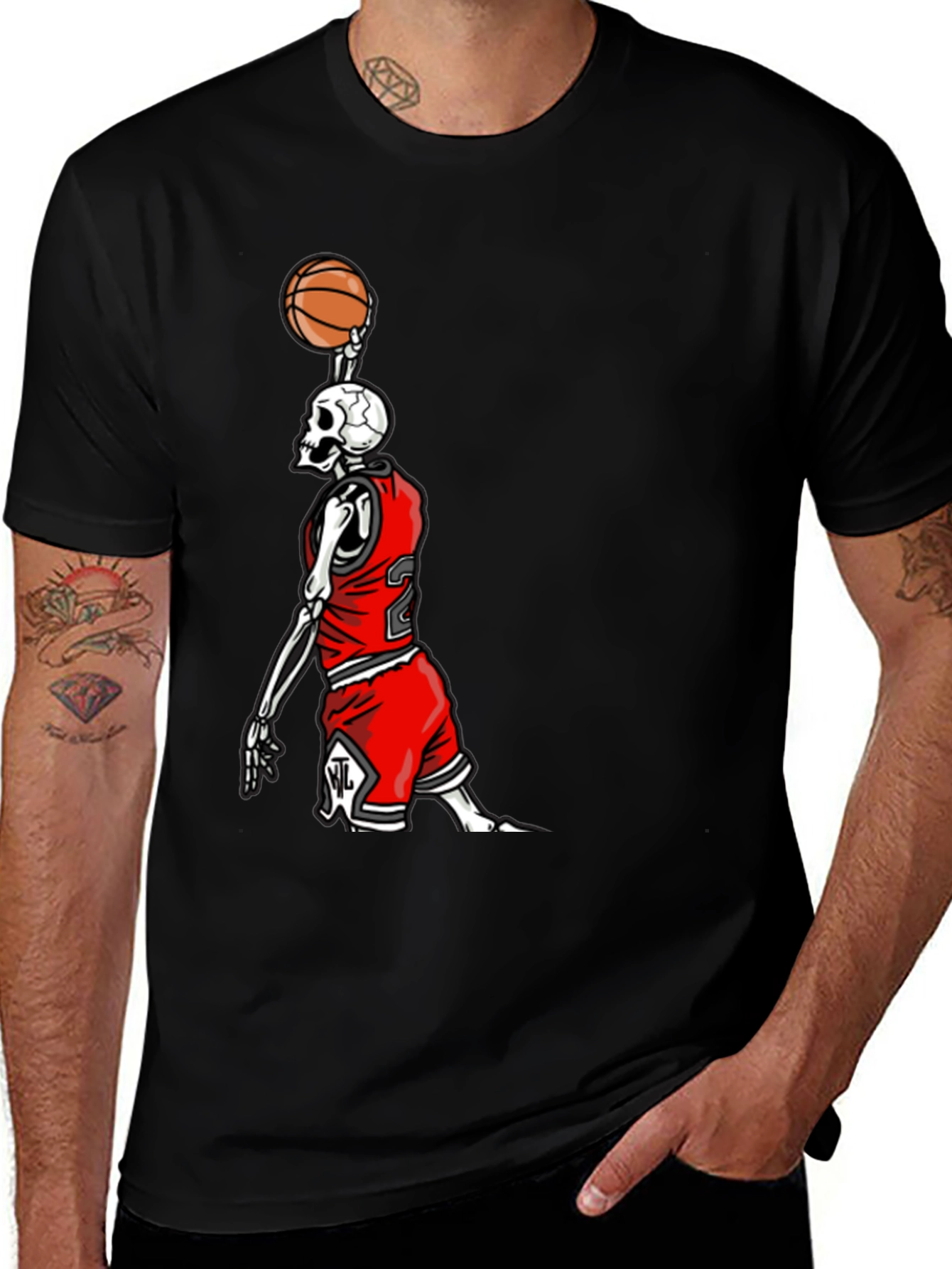 Basketball Skeleton Graphic T-Shirt