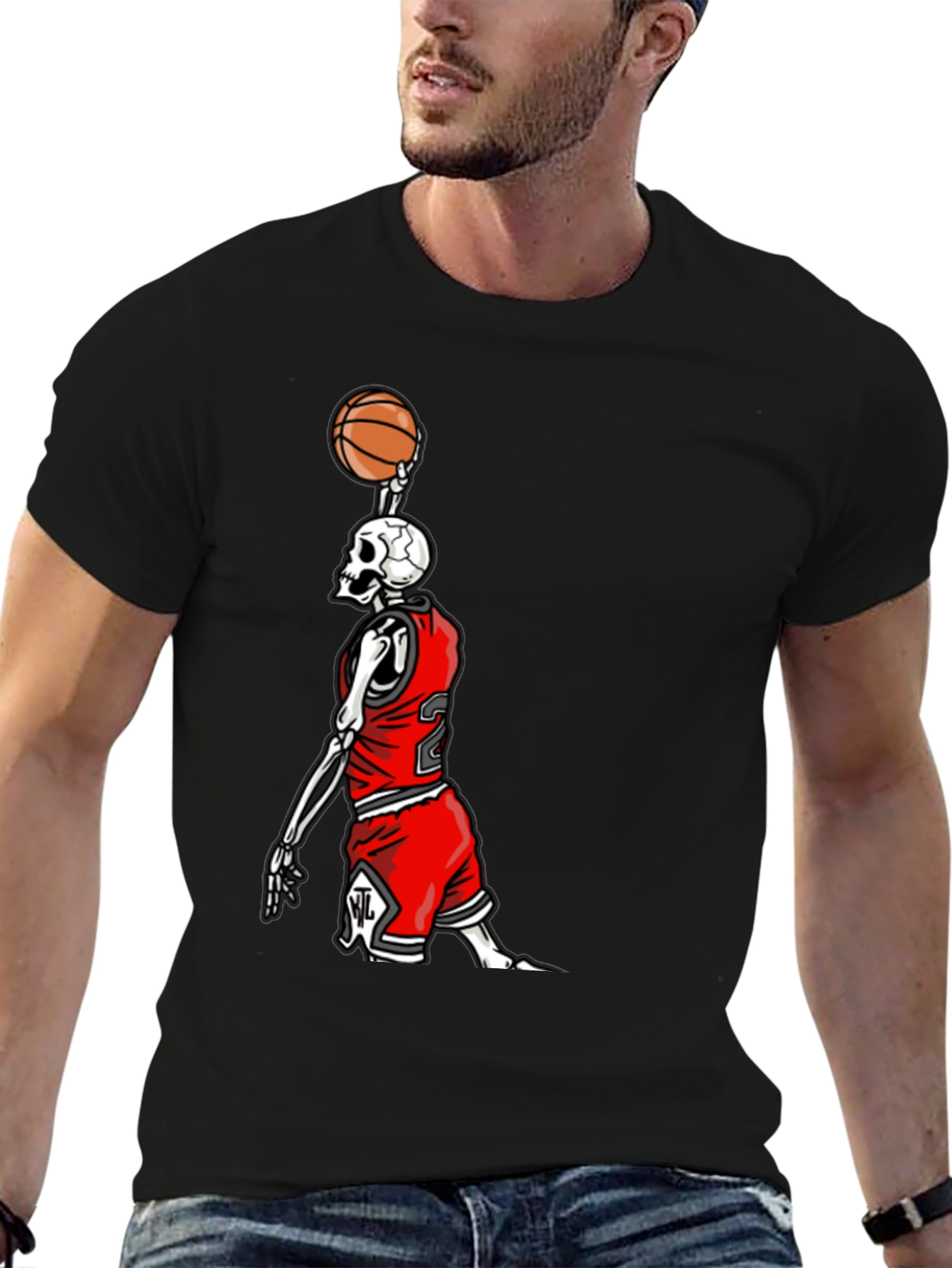 Basketball Skeleton Graphic T-Shirt