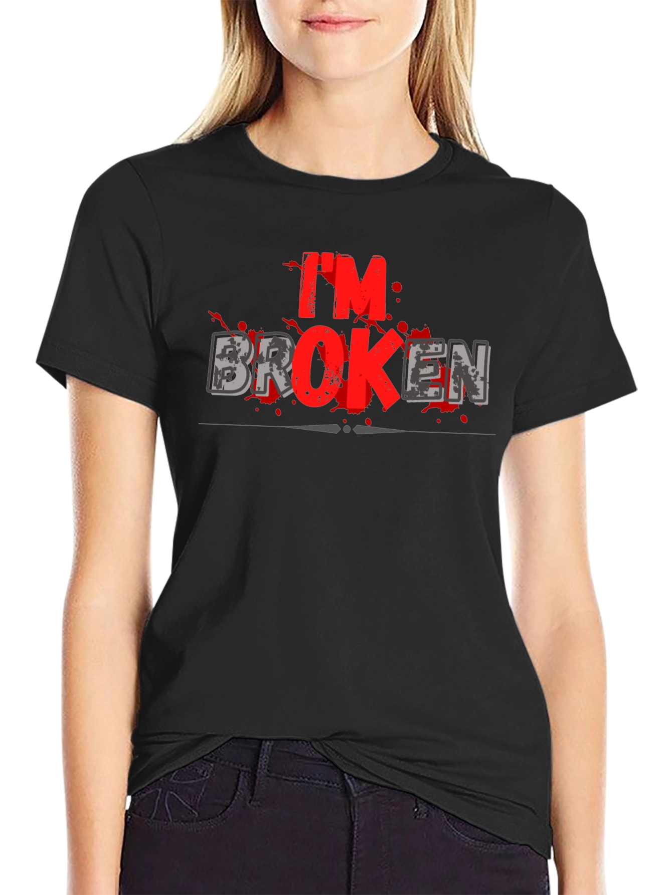Im Broken T-Shirt - Graphic Print Crew Neck Tee