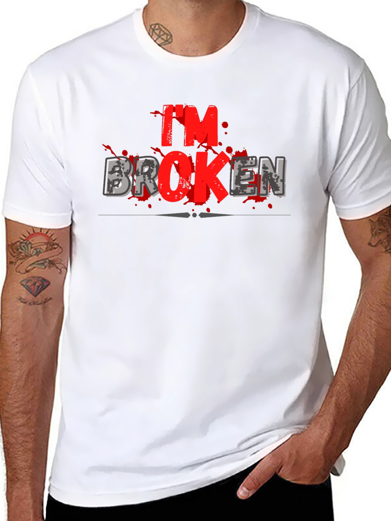 Im Broken T-Shirt - Graphic Print Crew Neck Tee