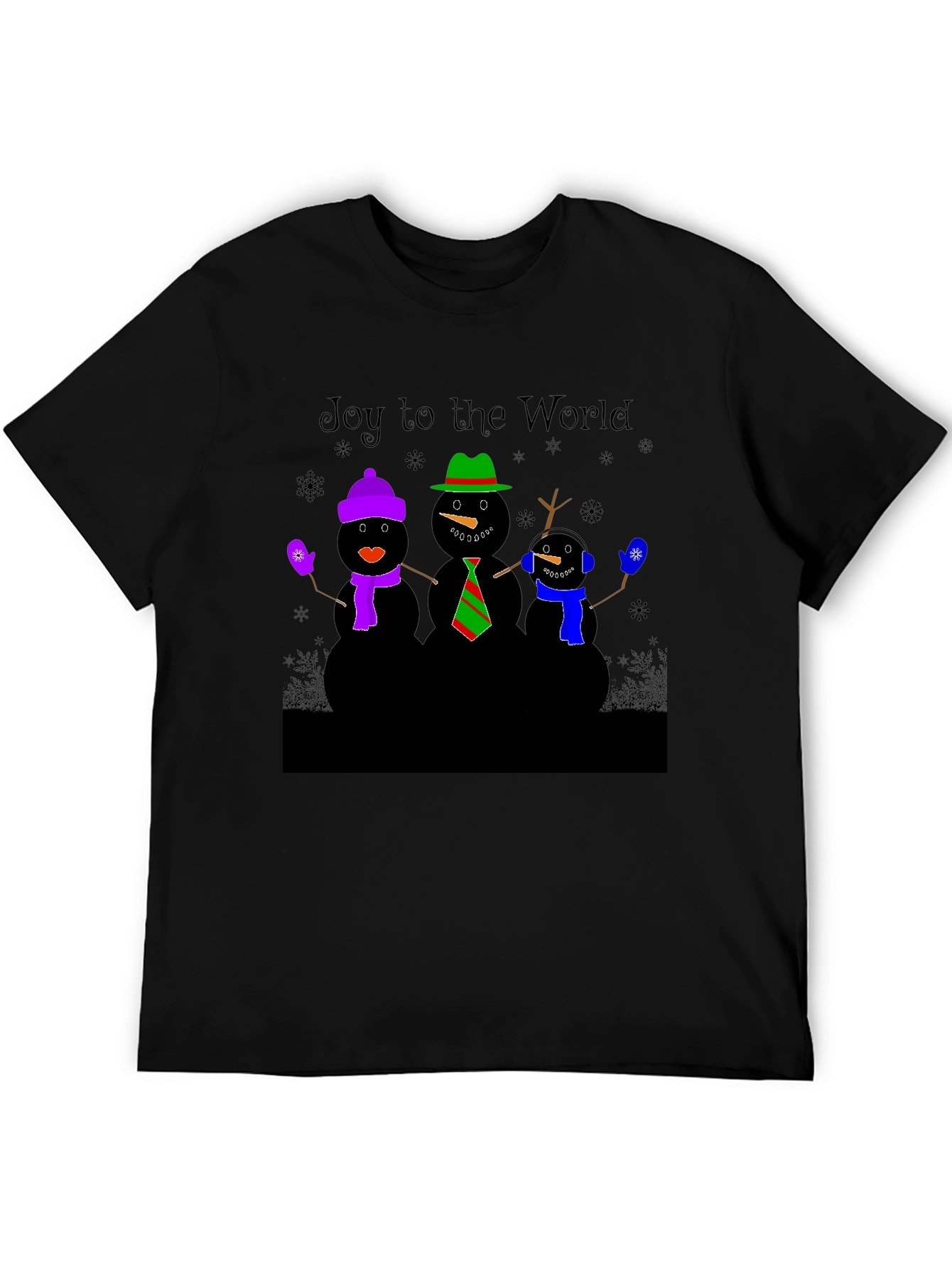 Joy to the World Snowmen Christmas Graphic T-Shirt
