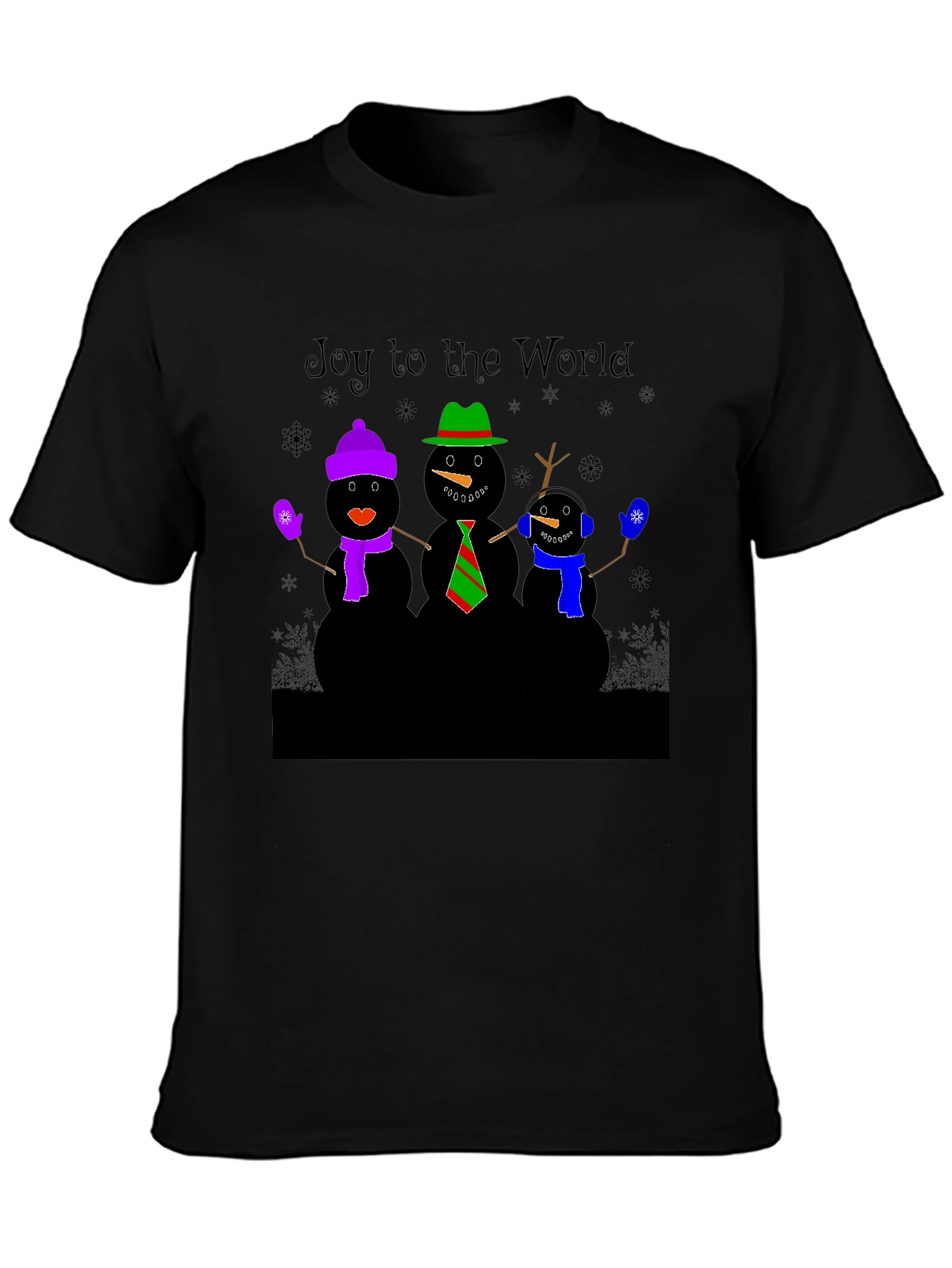 Joy to the World Snowmen Christmas Graphic T-Shirt