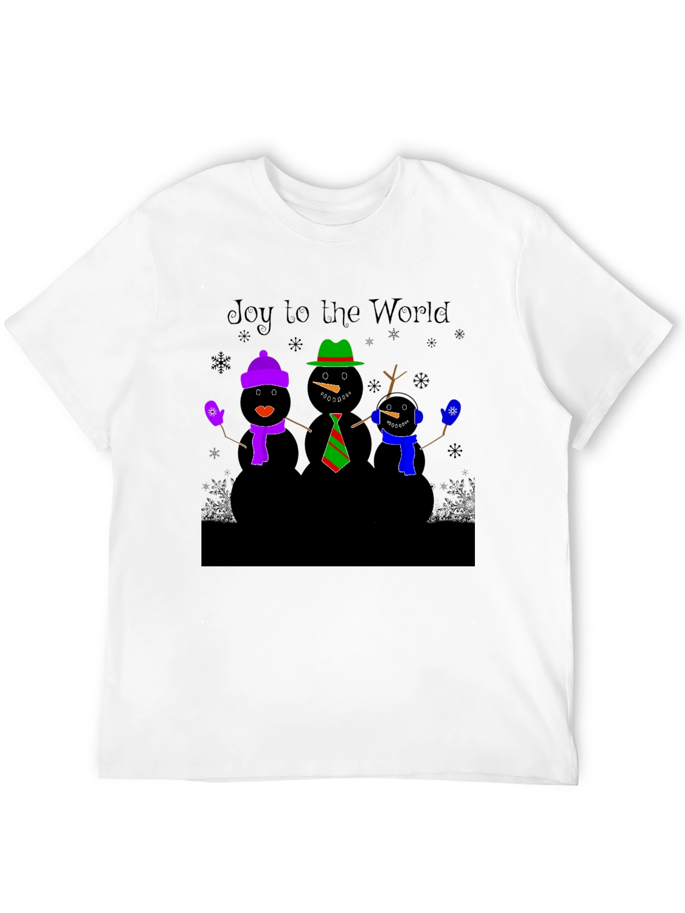 Joy to the World Snowmen Christmas Graphic T-Shirt