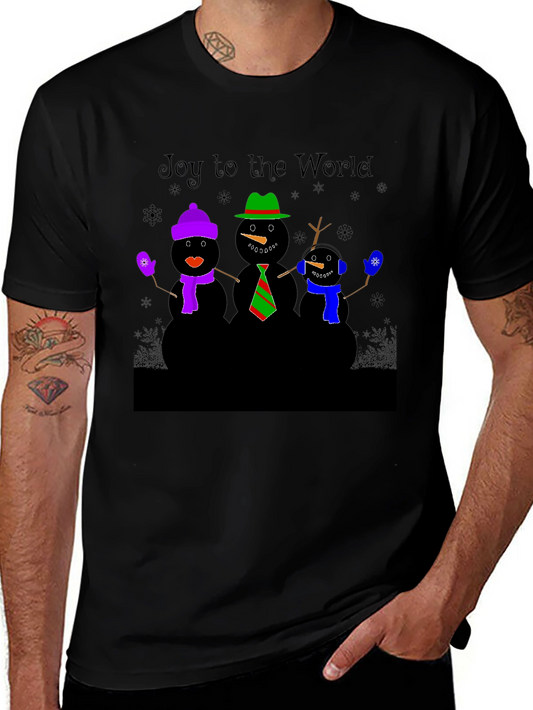 Joy to the World Snowmen Christmas Graphic T-Shirt