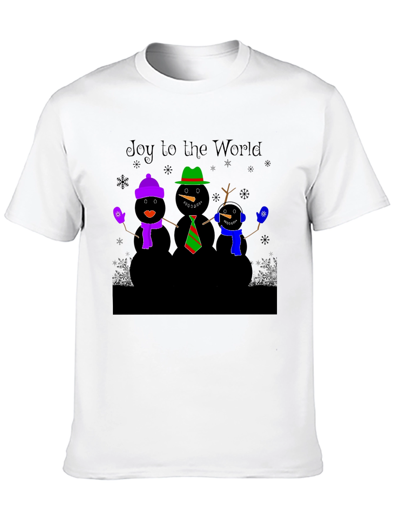 Joy to the World Snowmen Christmas Graphic T-Shirt