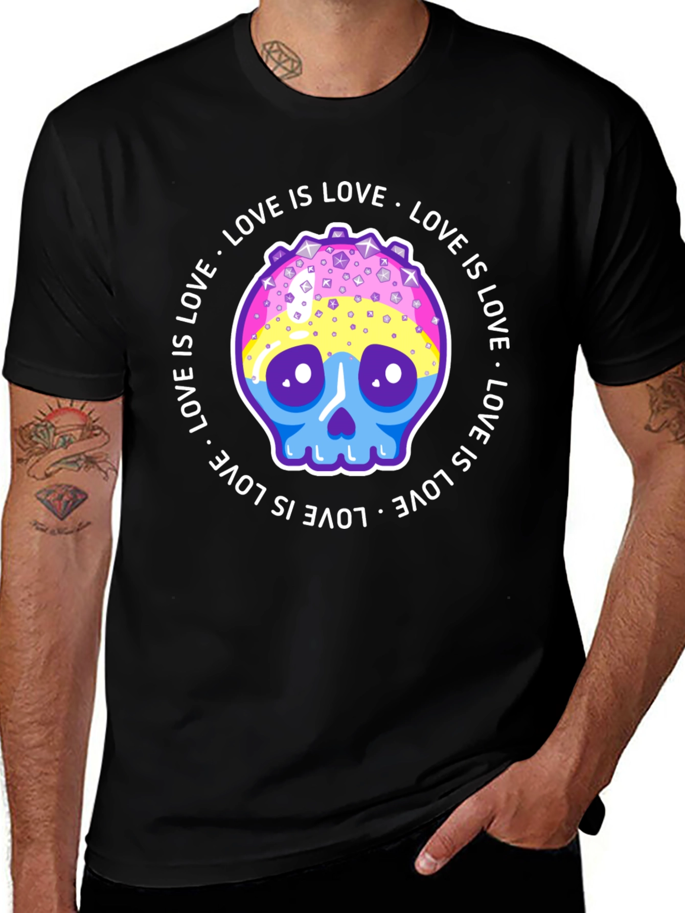 Love Is Love Pansexual Skull T-Shirt
