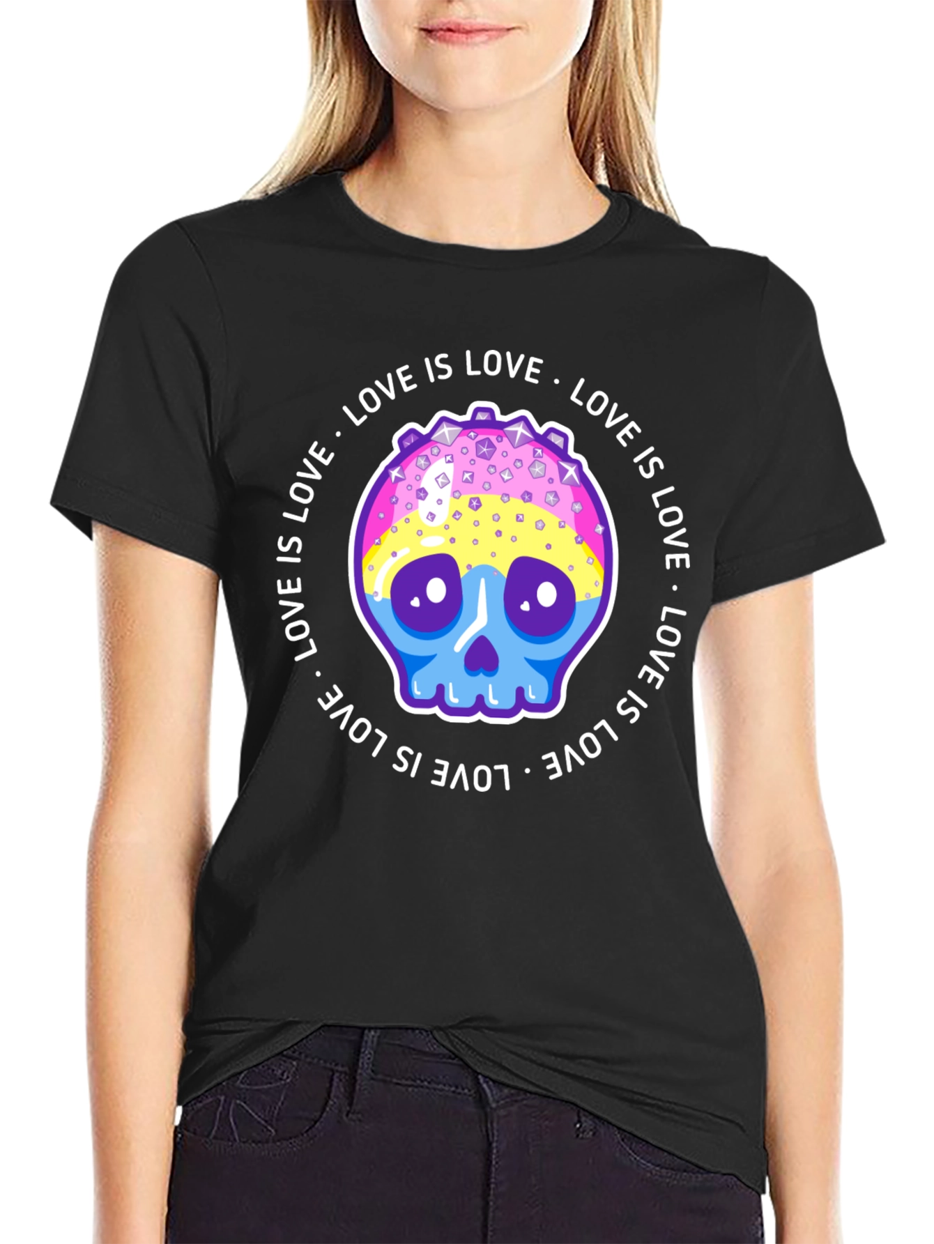 Love Is Love Pansexual Skull T-Shirt