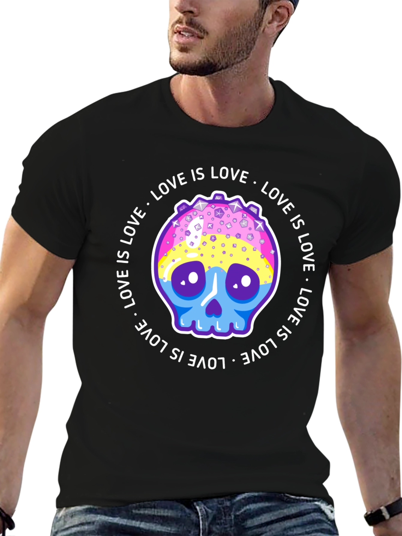 Love Is Love Pansexual Skull T-Shirt