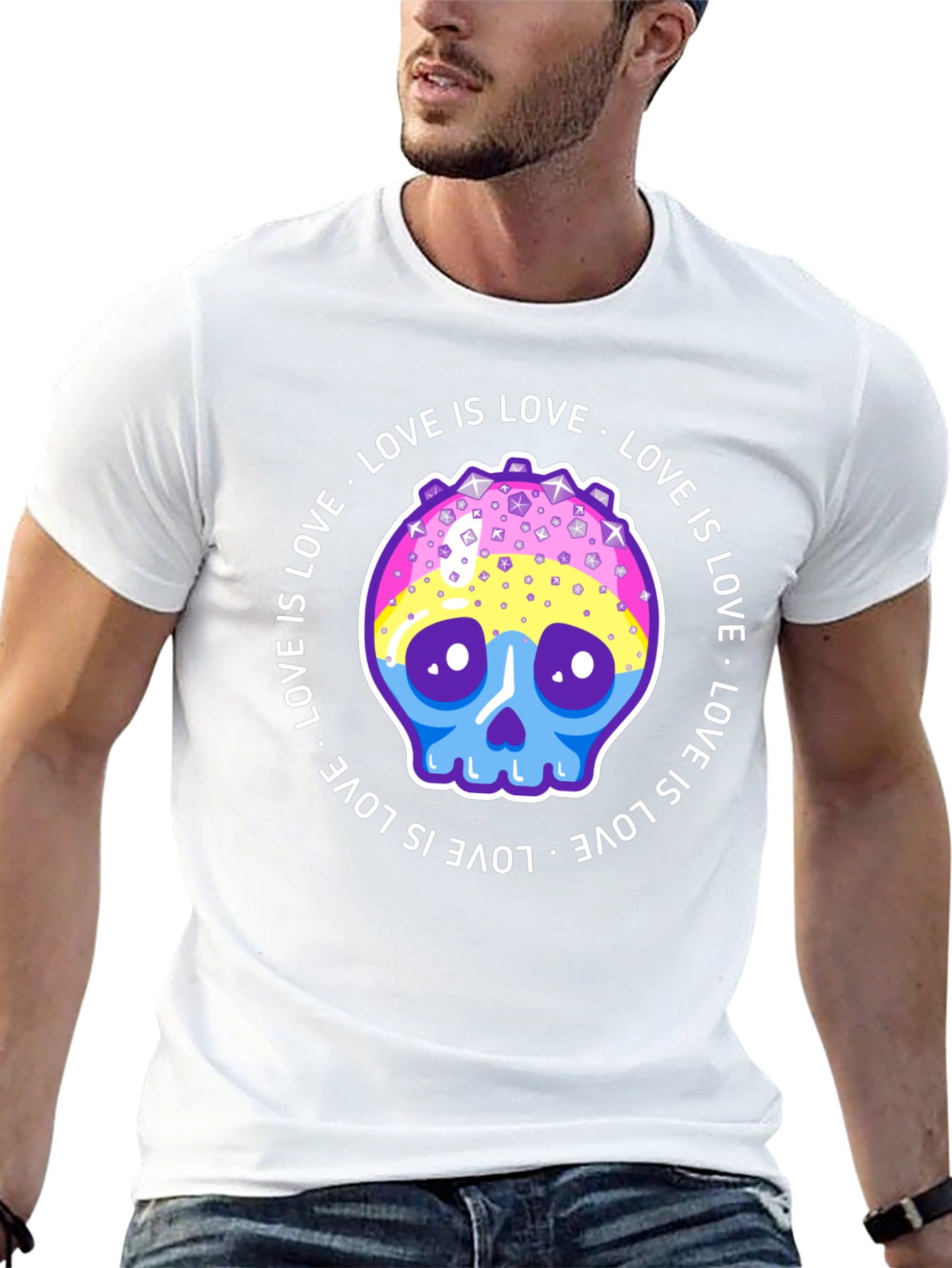 Love Is Love Pansexual Skull T-Shirt