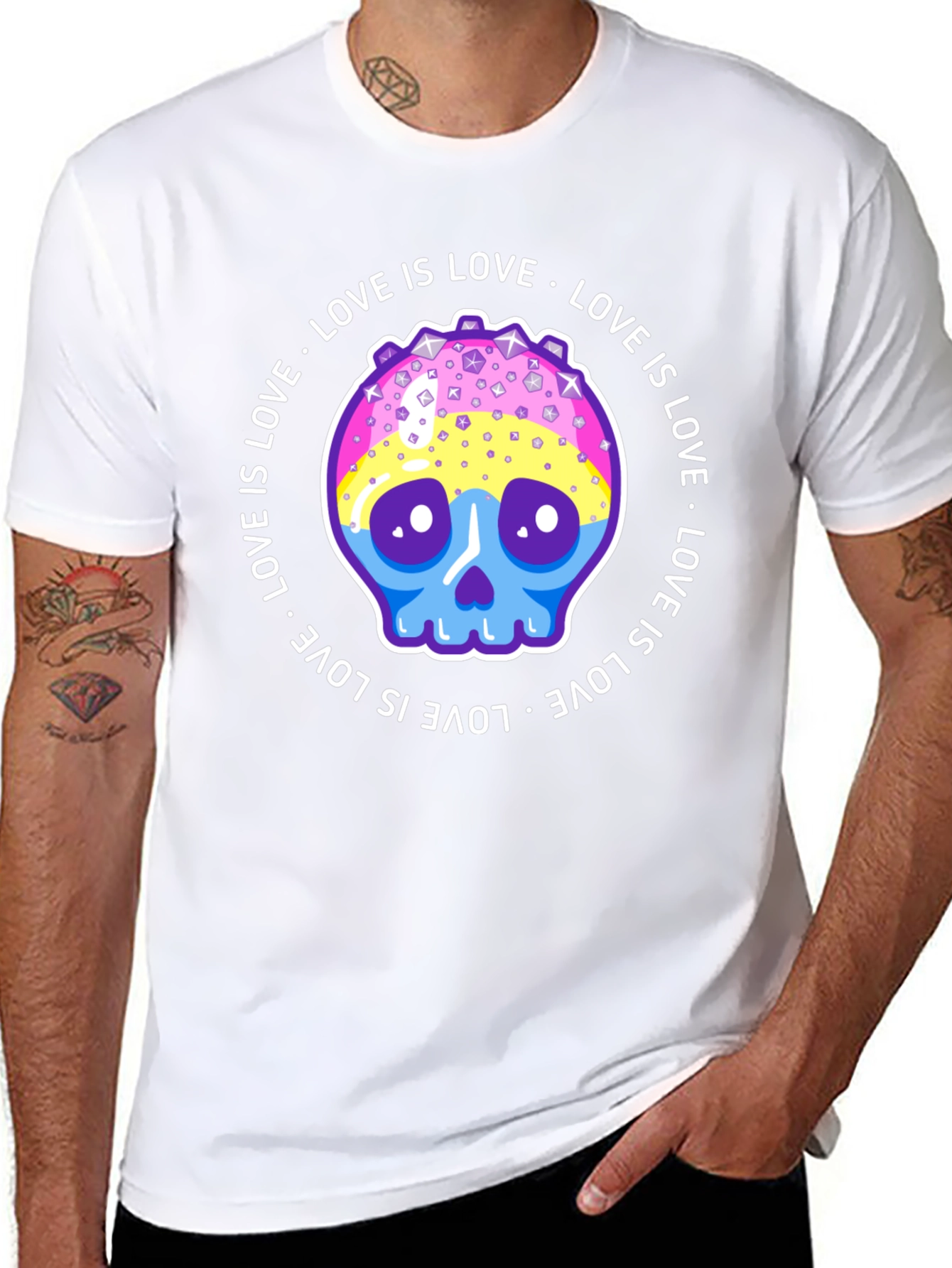 Love Is Love Pansexual Skull T-Shirt