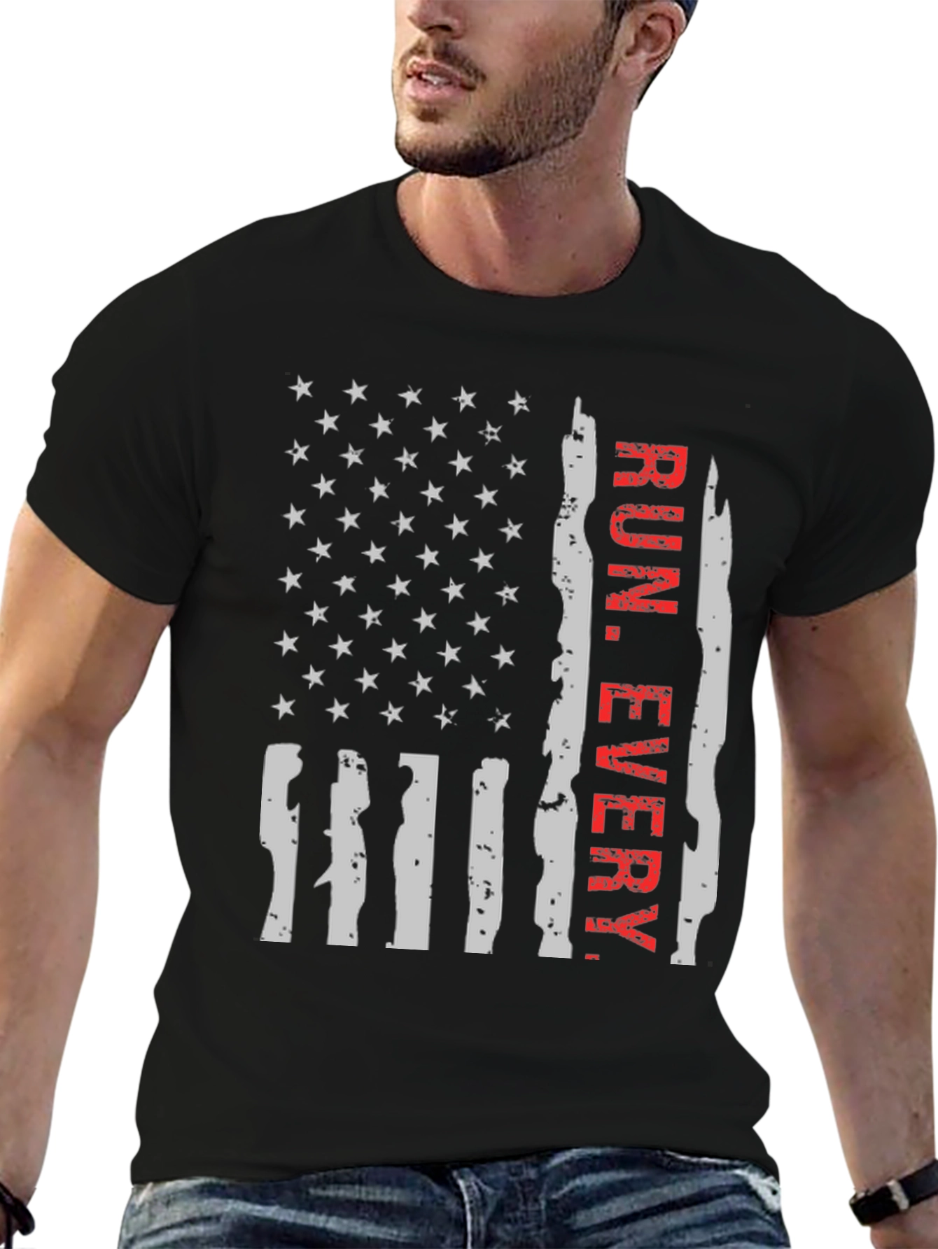 Run Every Day Flag Graphic Tee