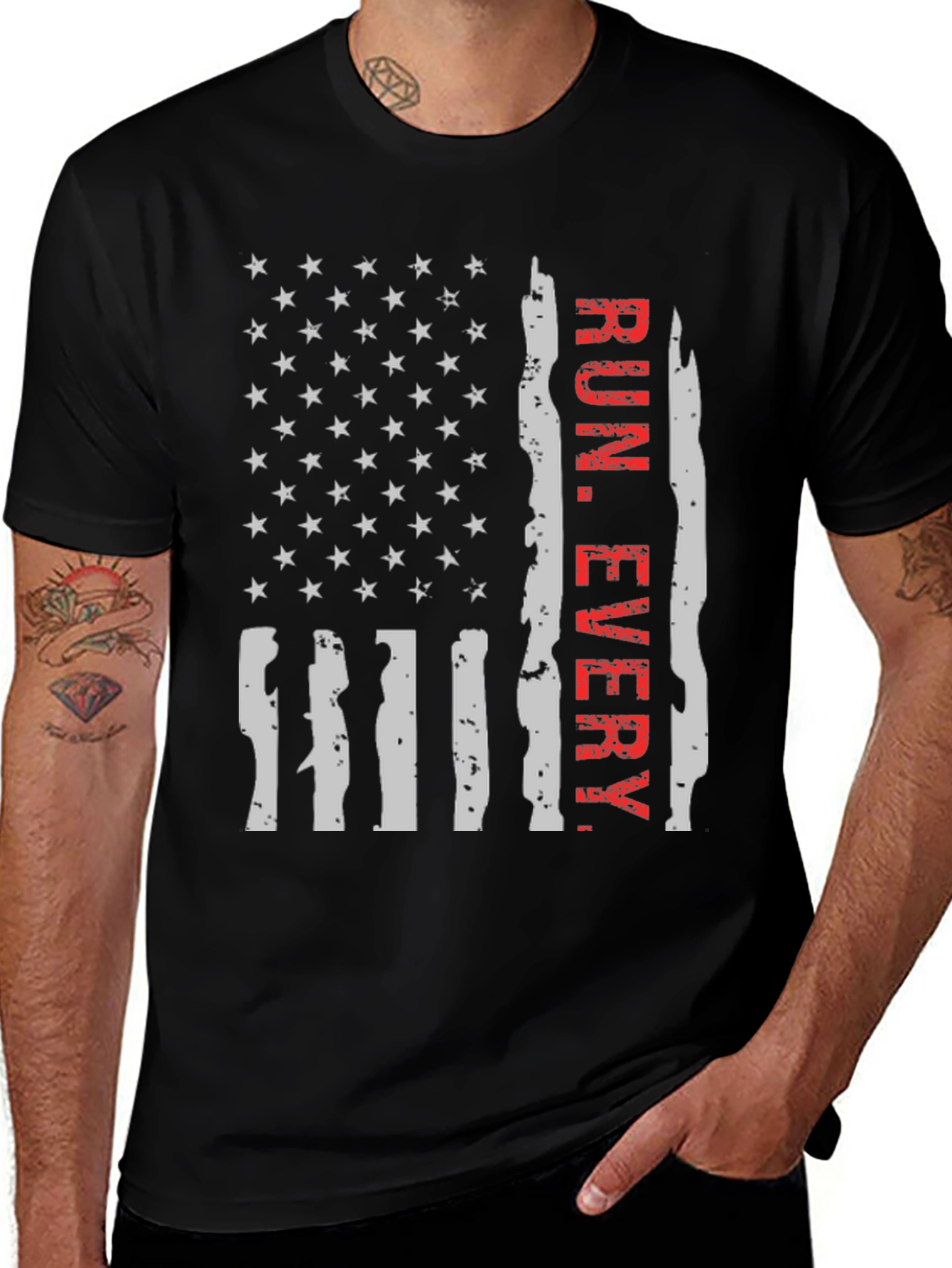 Run Every Day Flag Graphic Tee