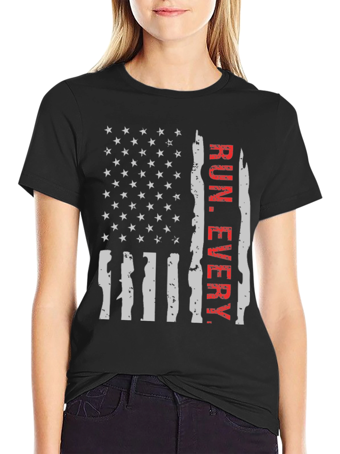 Run Every Day Flag Graphic Tee