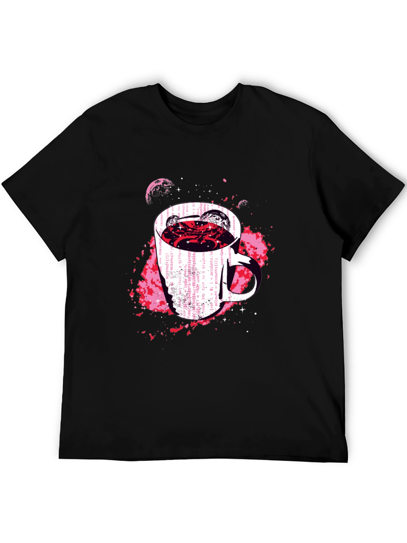 Cosmic Coffee Mug Graphic Tee - Black