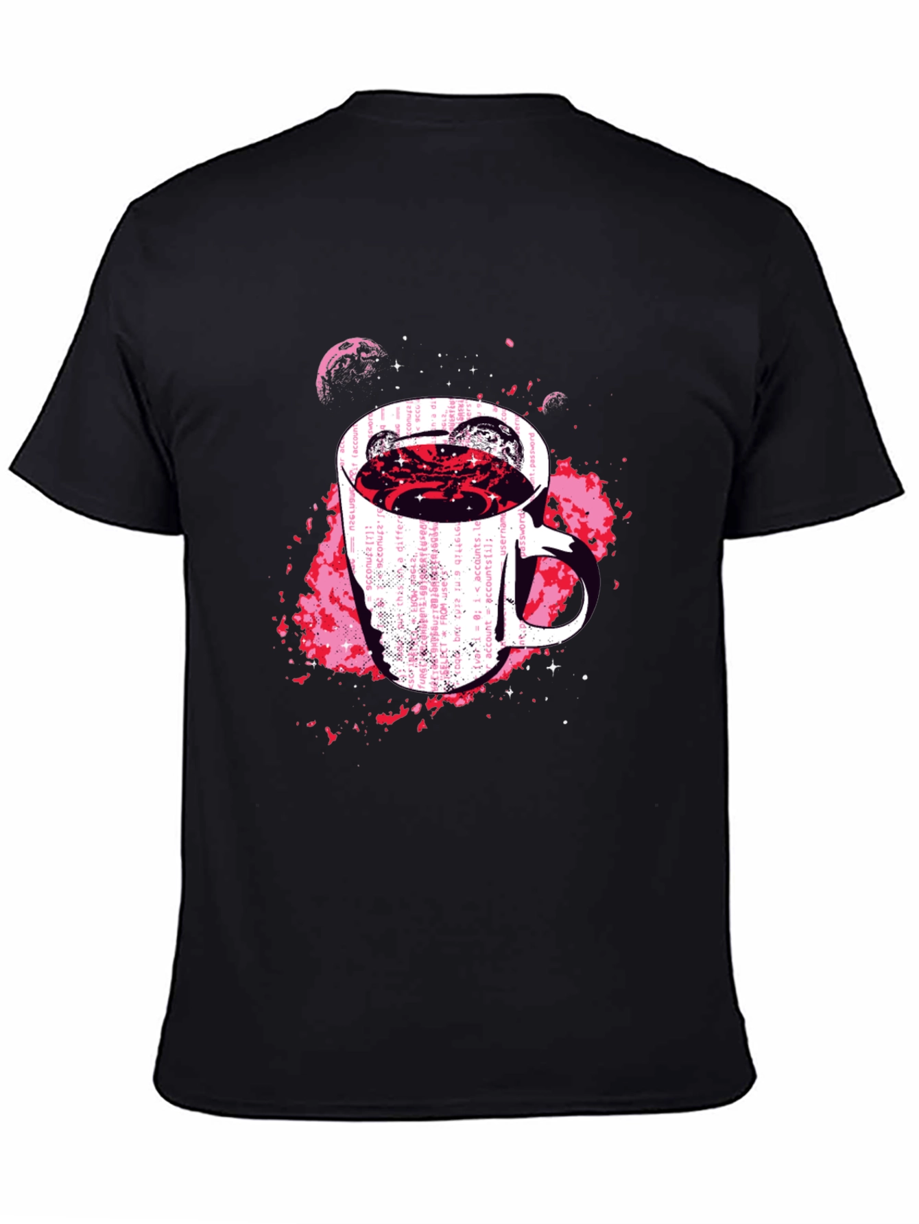 Cosmic Coffee Mug Graphic Tee - Black