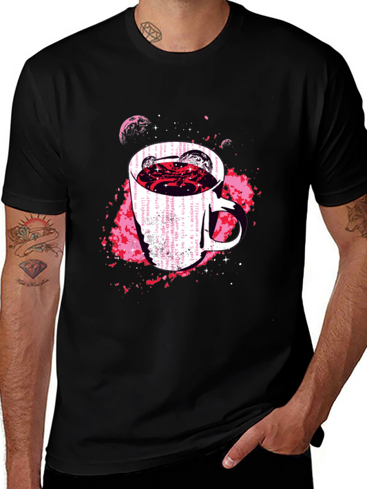 Cosmic Coffee Mug Graphic Tee - Black