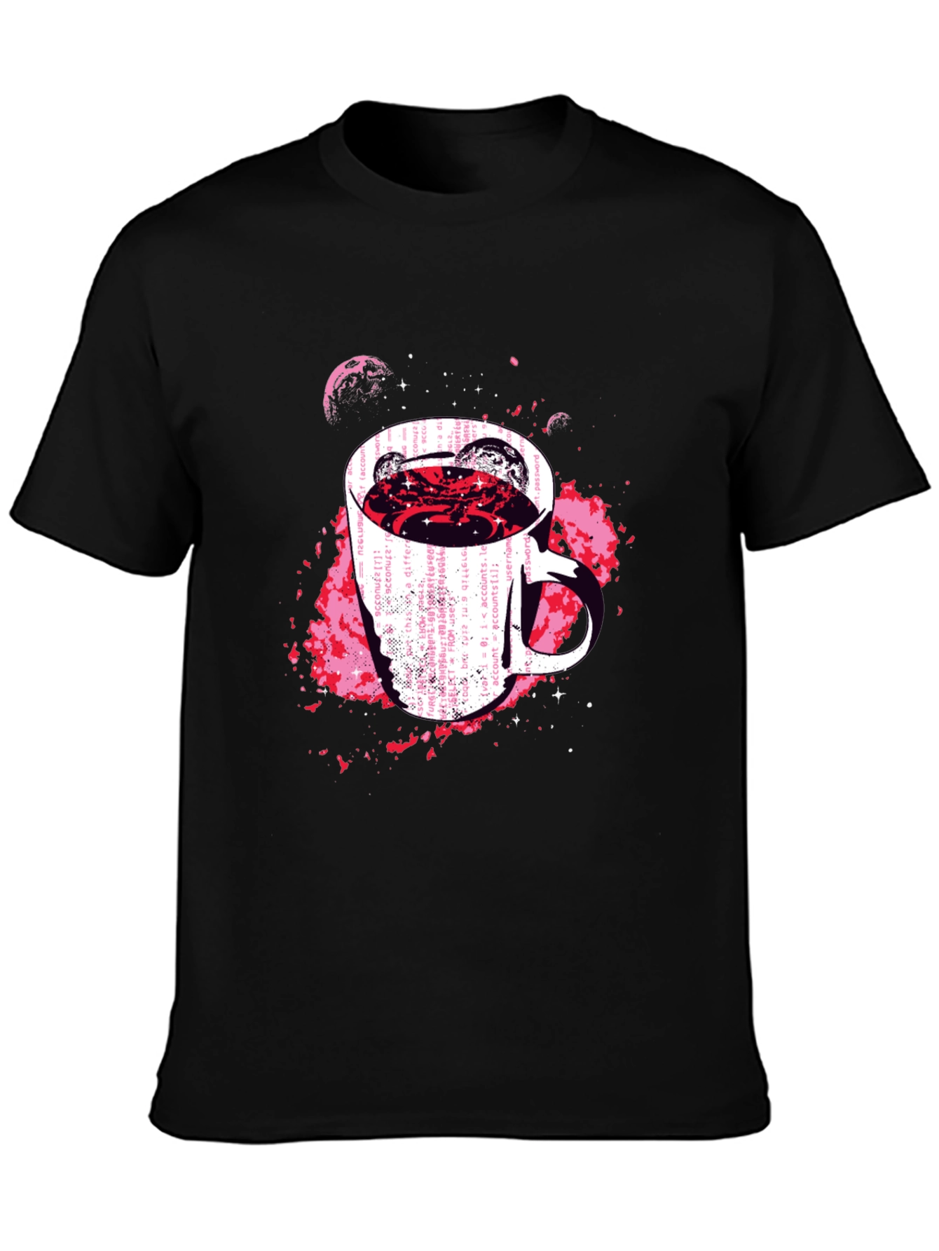 Cosmic Coffee Mug Graphic Tee - Black