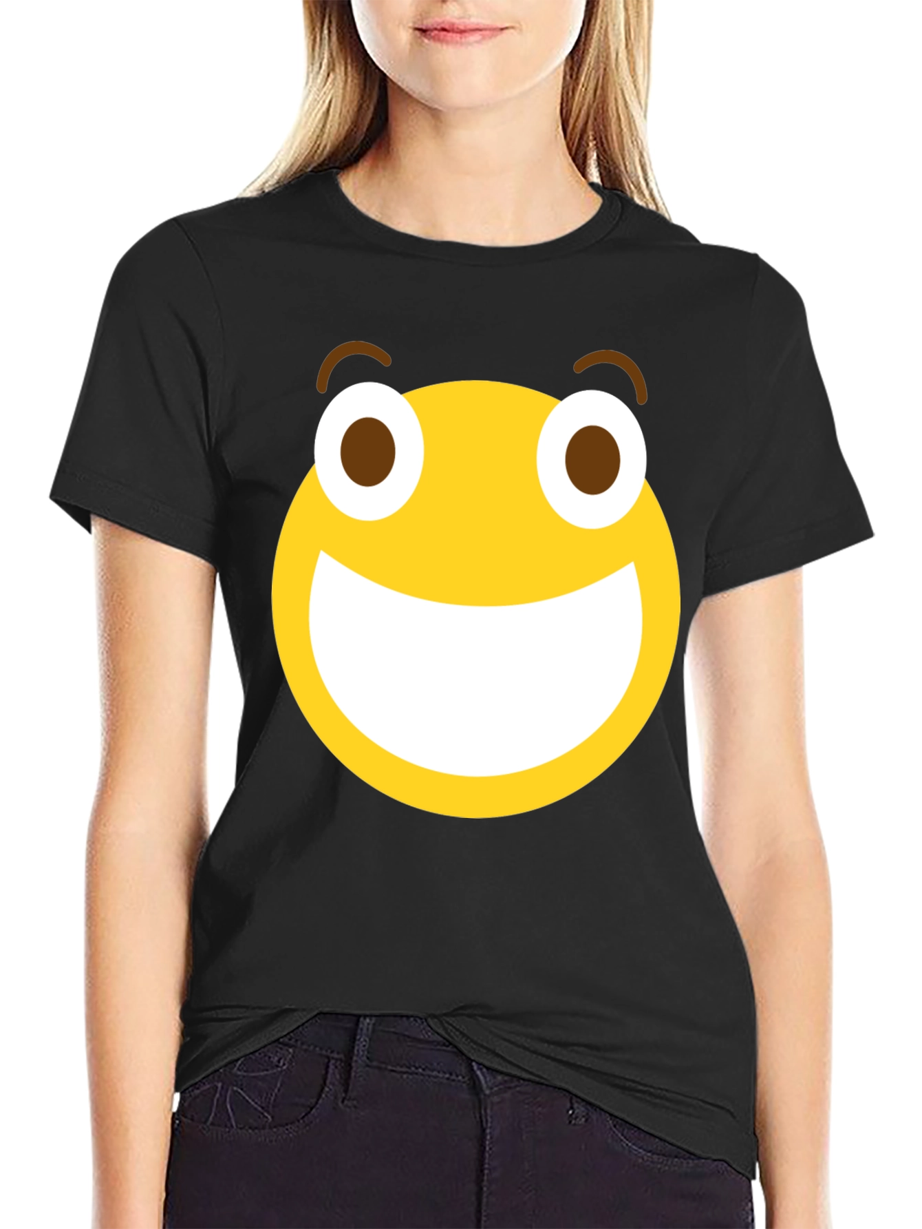 Funny Emoji Graphic Black T-Shirt