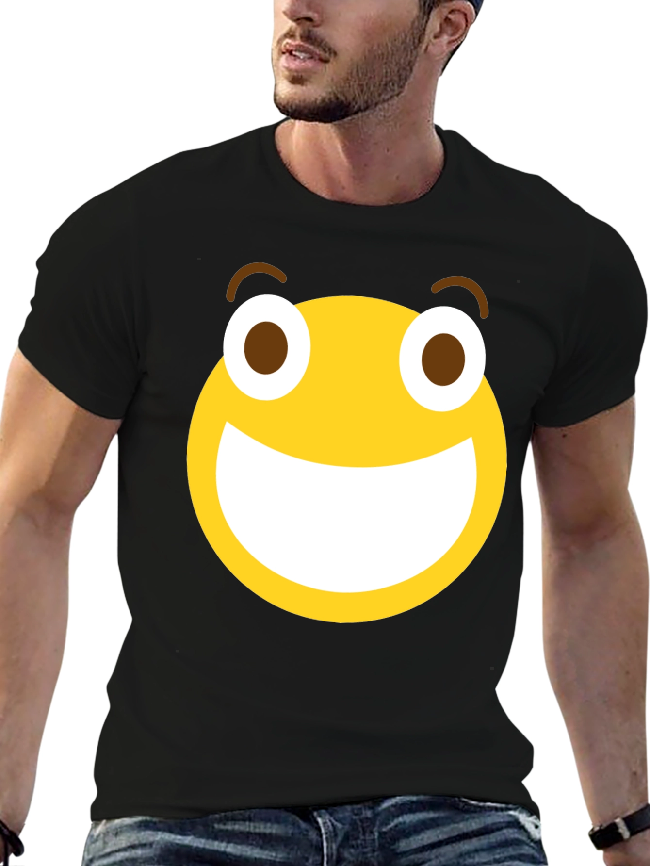 Funny Emoji Graphic Black T-Shirt