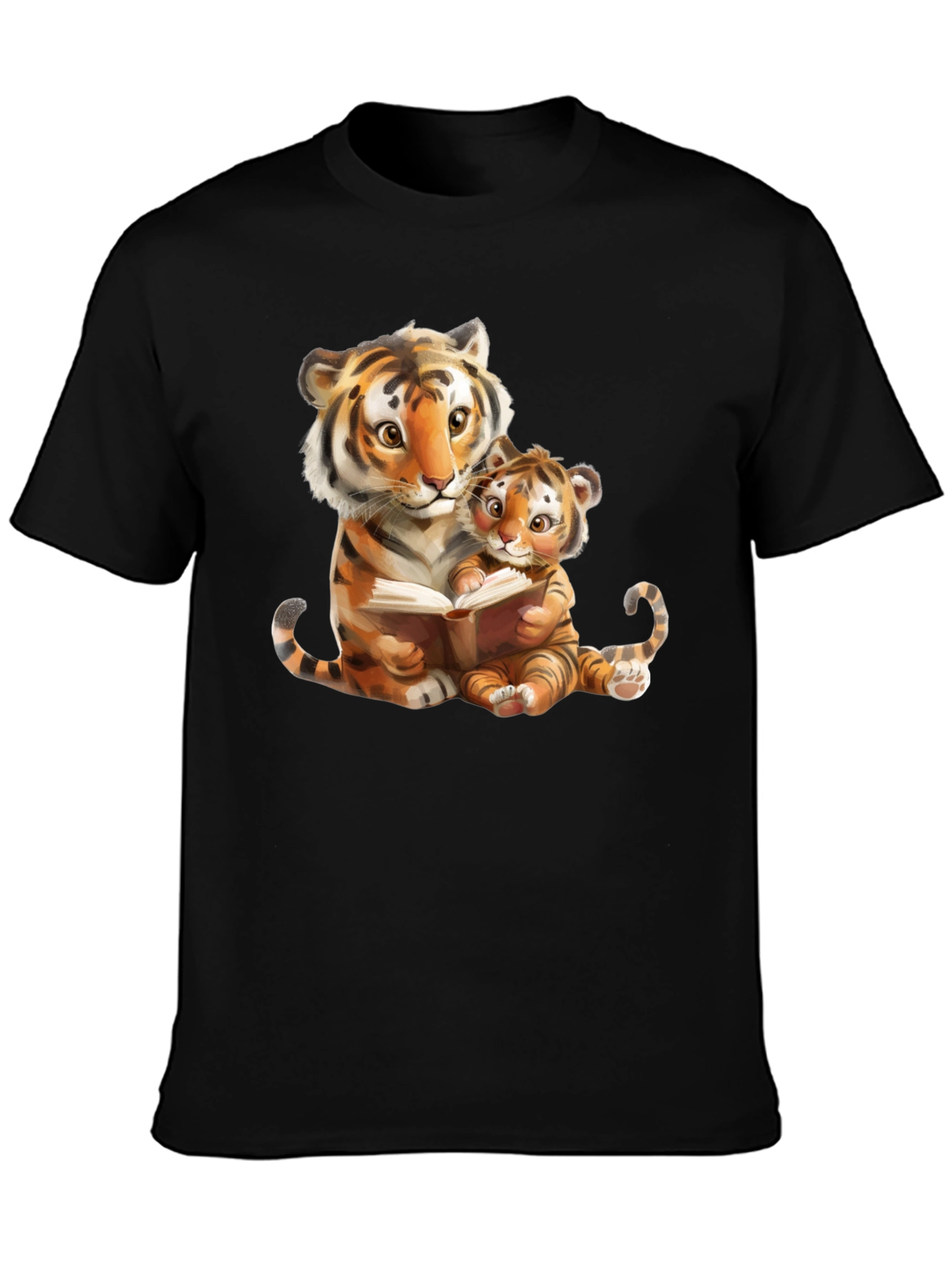 Tiger Mom & Cub Reading T-Shirt