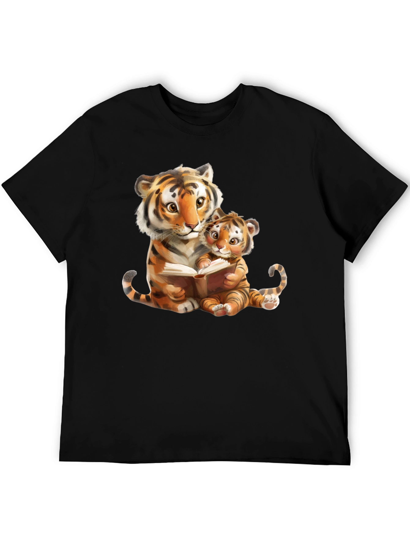 Tiger Mom & Cub Reading T-Shirt