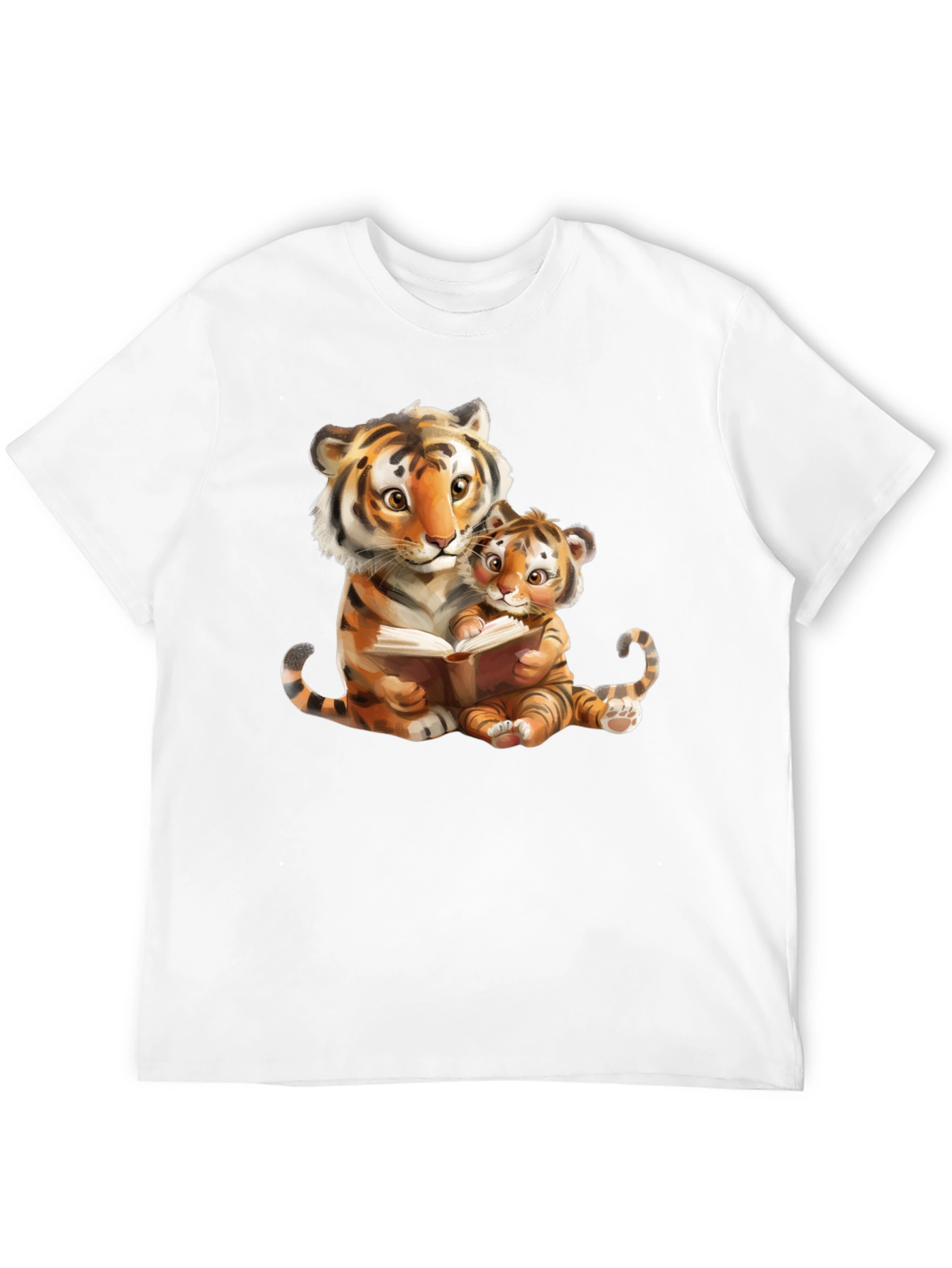 Tiger Mom & Cub Reading T-Shirt