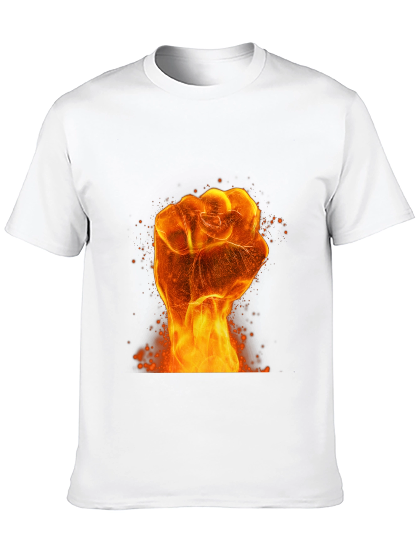 Fiery Fist Graphic Print Black T-Shirt
