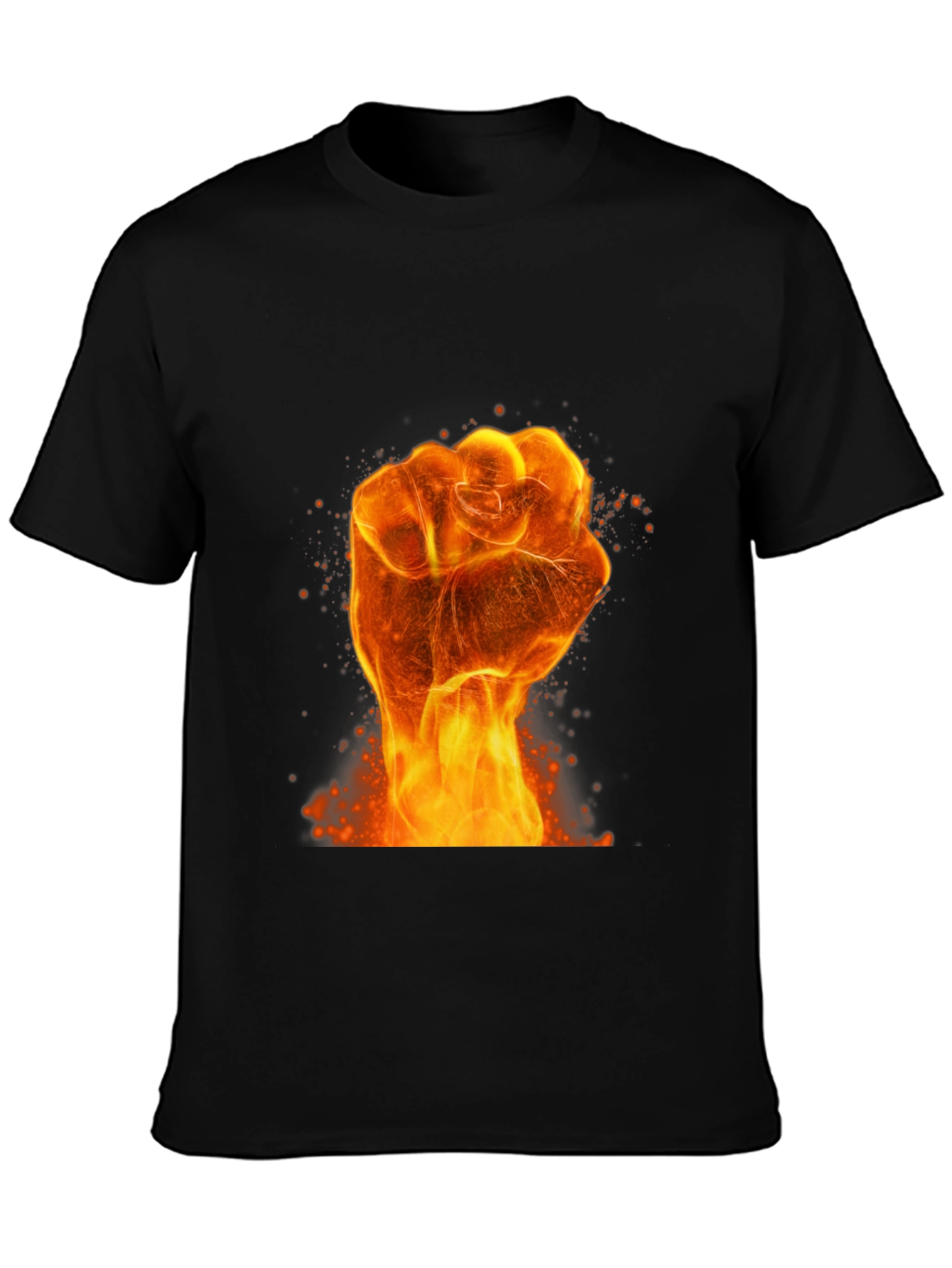 Fiery Fist Graphic Print Black T-Shirt