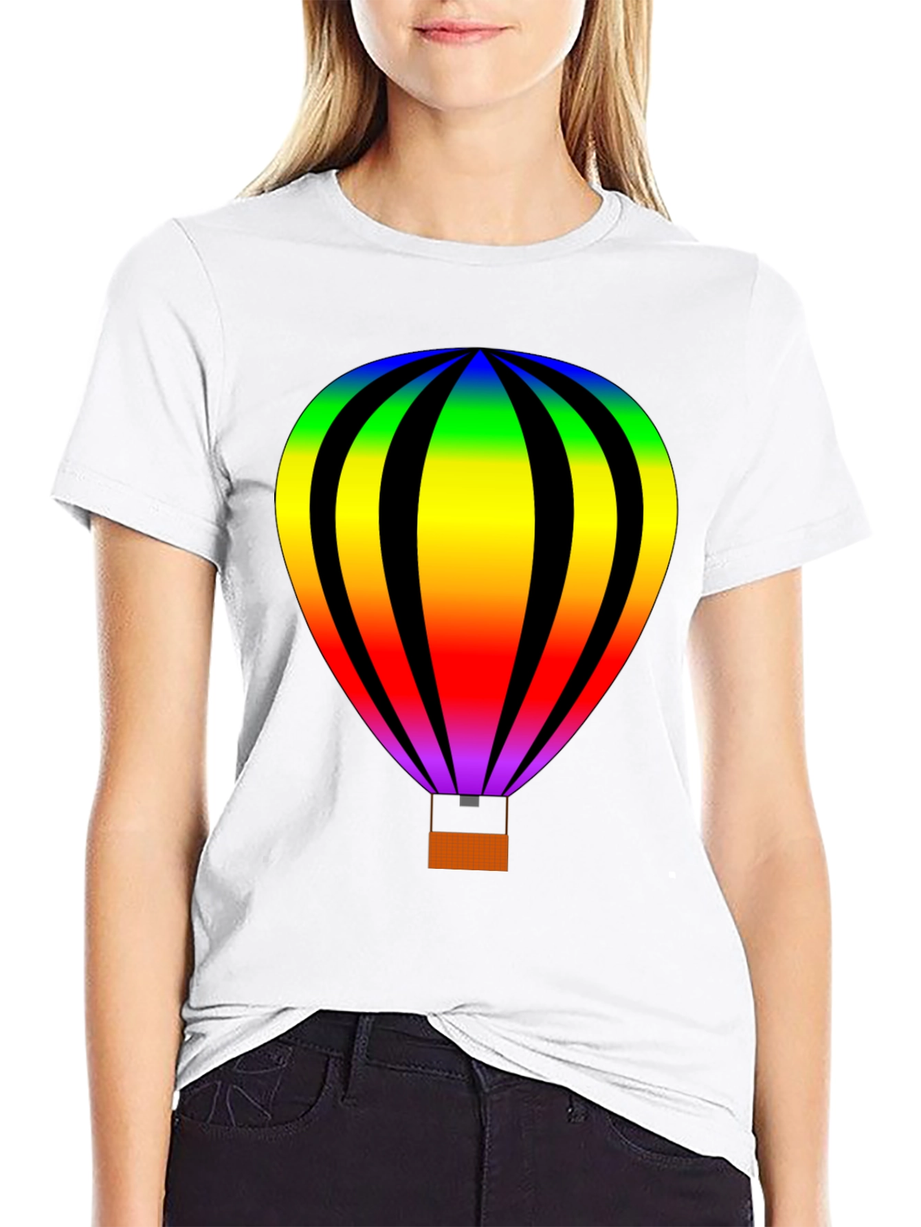 Rainbow Hot Air Balloon Graphic Tee - Unisex