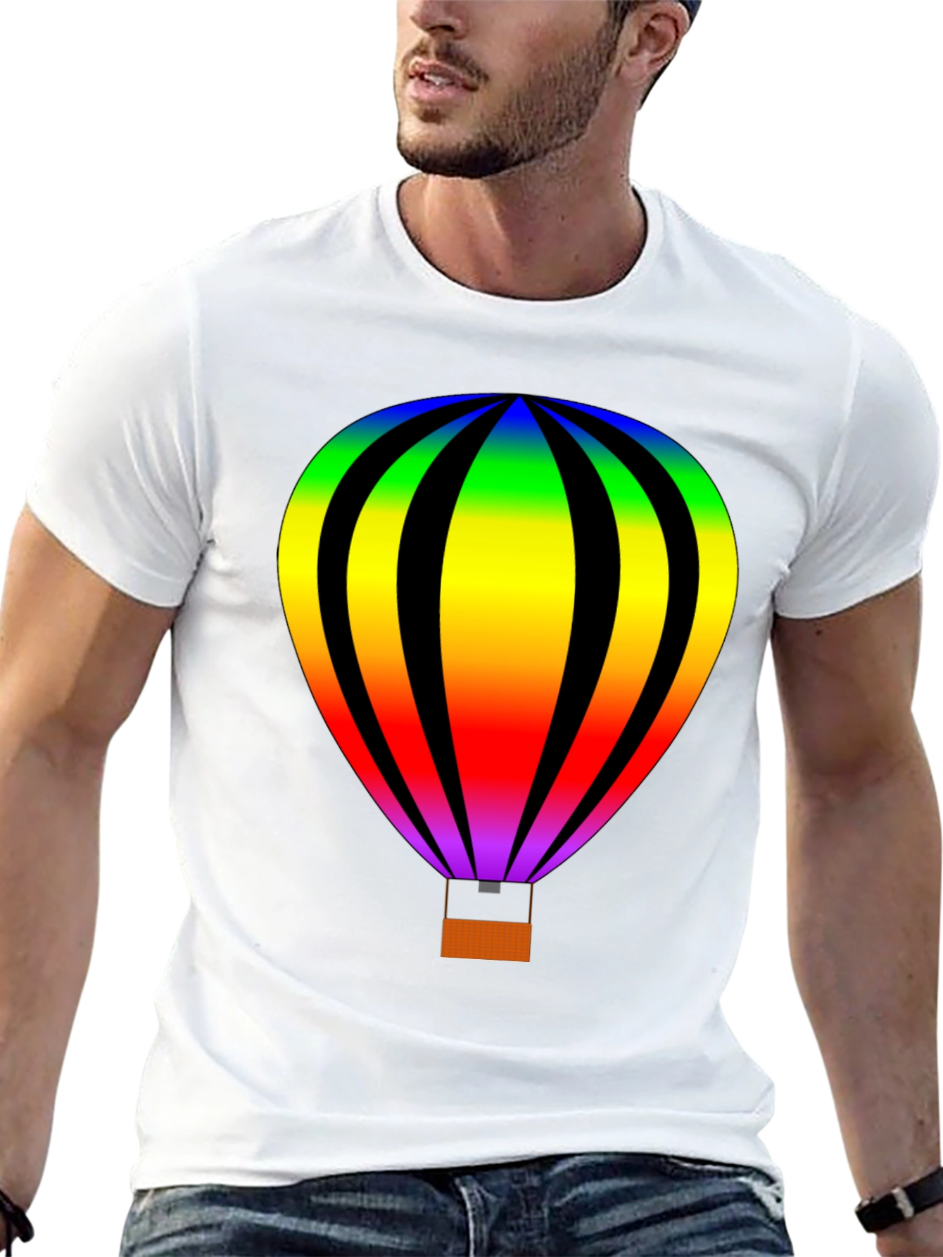 Rainbow Hot Air Balloon Graphic Tee - Unisex