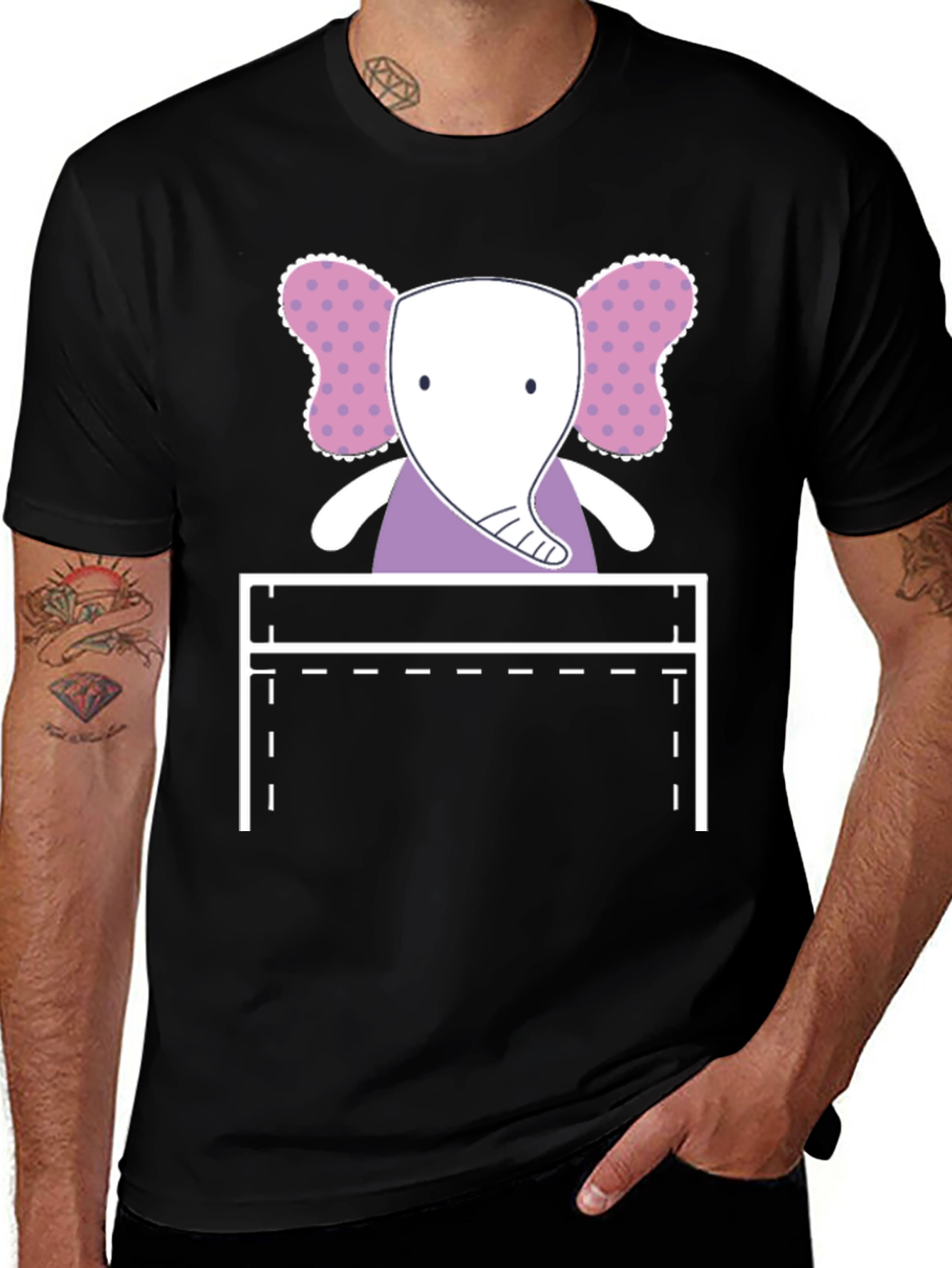 Cute Elephant Pocket Graphic Tee
