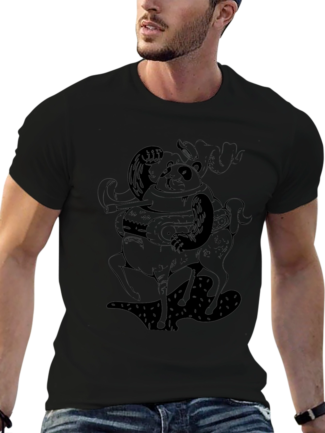Panda Moose Hybrid Graphic Tee - Unique Design!