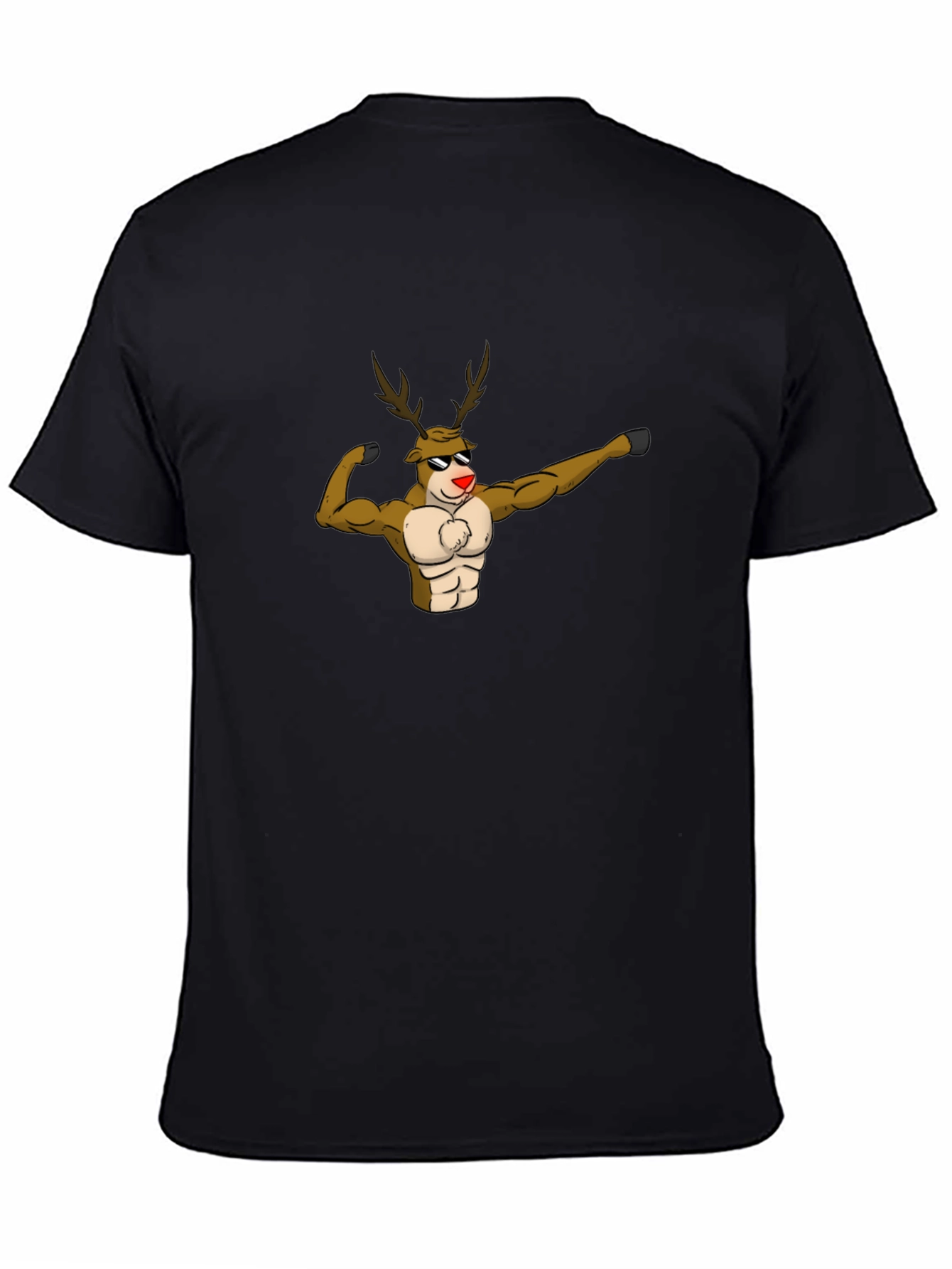 Muscular Reindeer Graphic T-Shirt